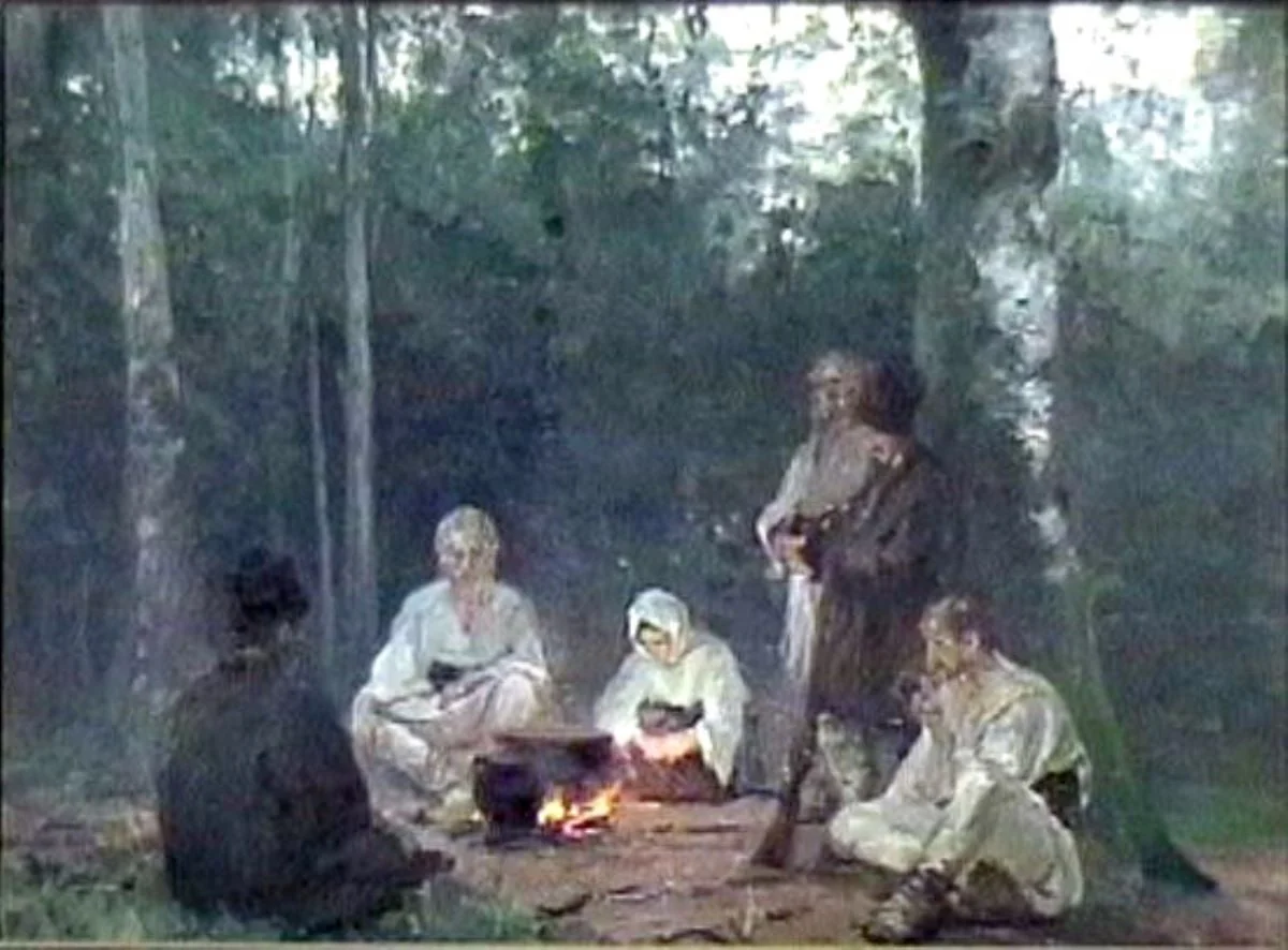 Țărani în pădure, by Arthur Verona (Garguromin), unspecified