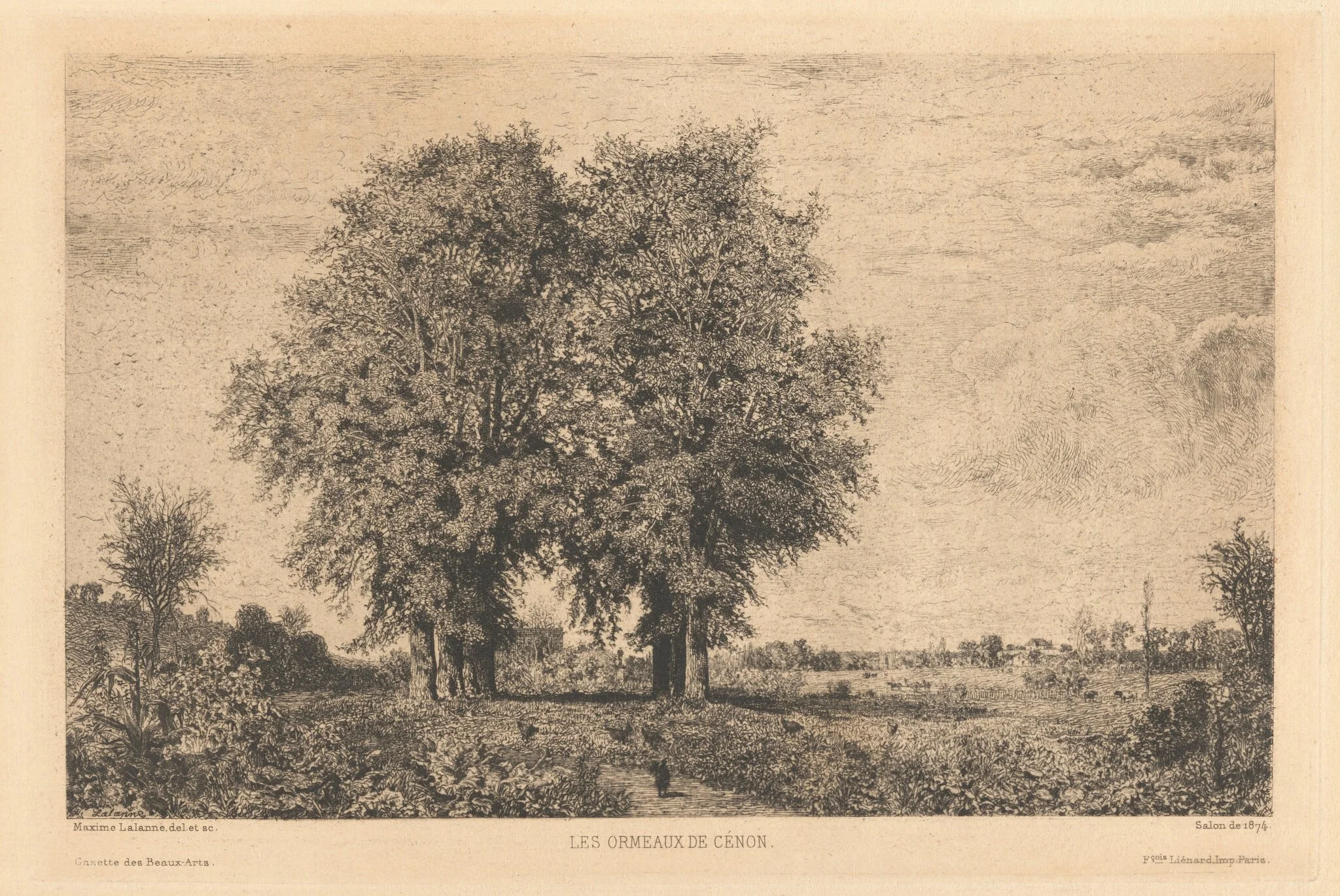 Les Ormeaux de Cénon, by Maxime Lalanne, ink, 1871