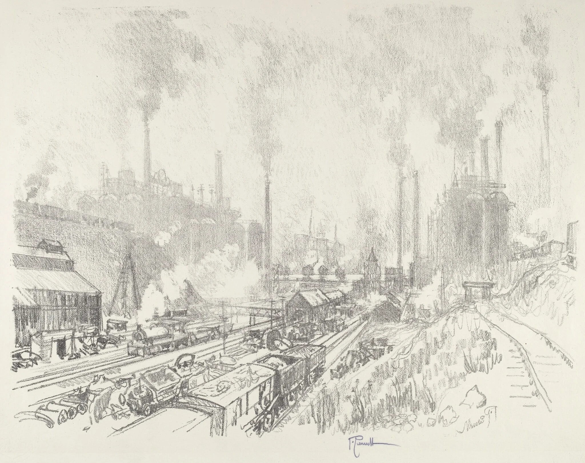 In the Land of Iron and Steel, by Joseph Pennell, ink, 1916