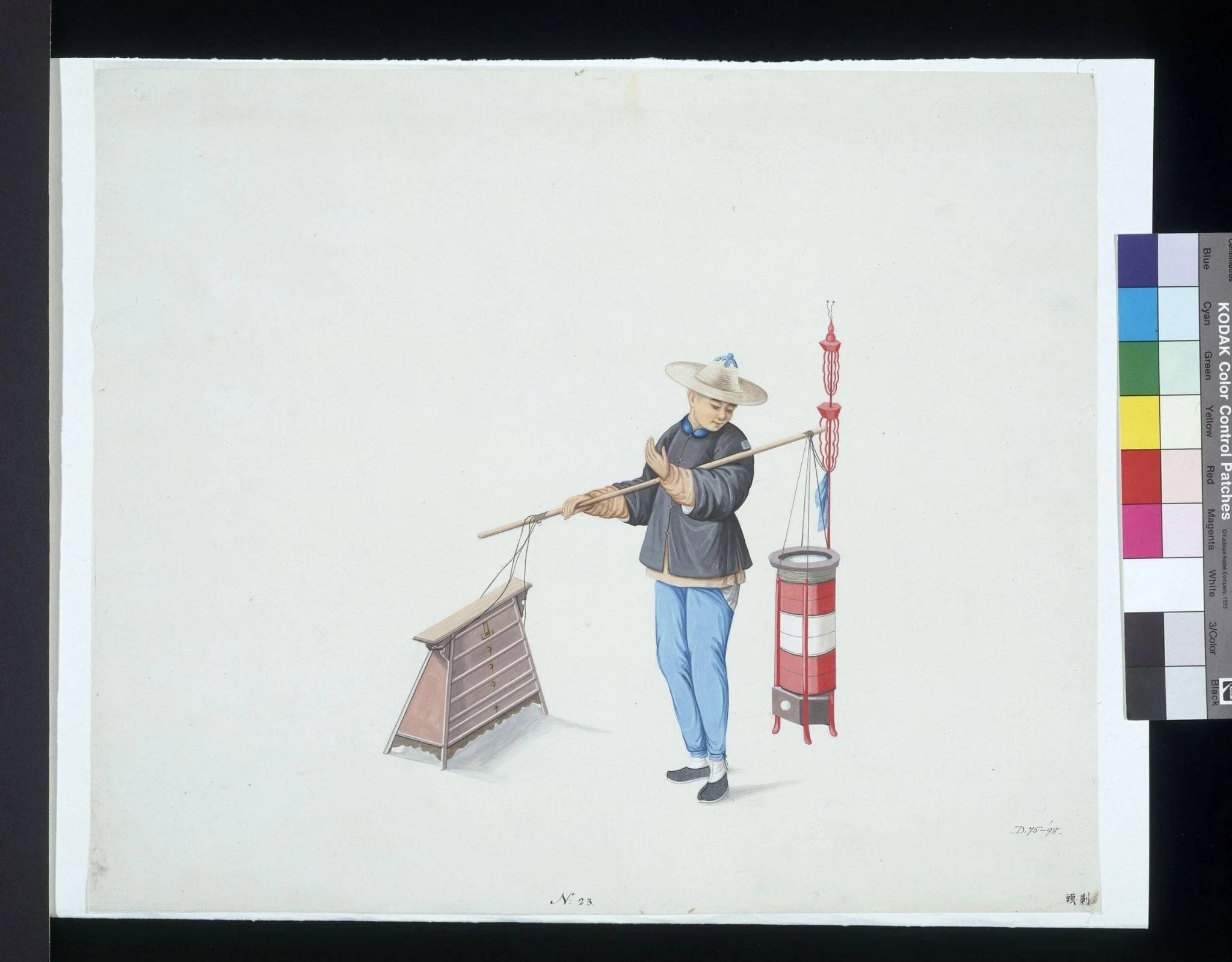 An Itinerant Barber, by Puqua, paint, 1790