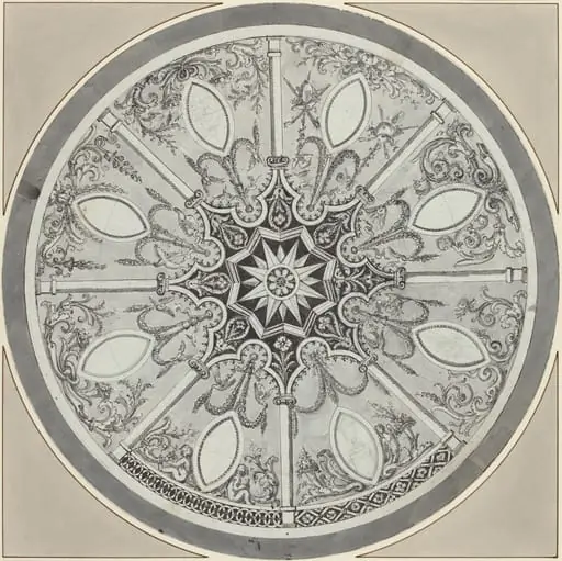 Design for an Inlaid Circular Table Top, with Alternatives