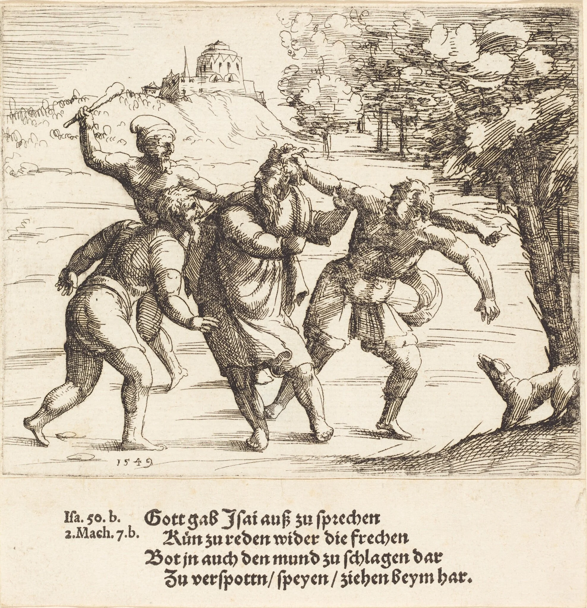 Isaiah Accepts Mockery because of His Faith, by Augustin Hirschvogel, ink, 1549