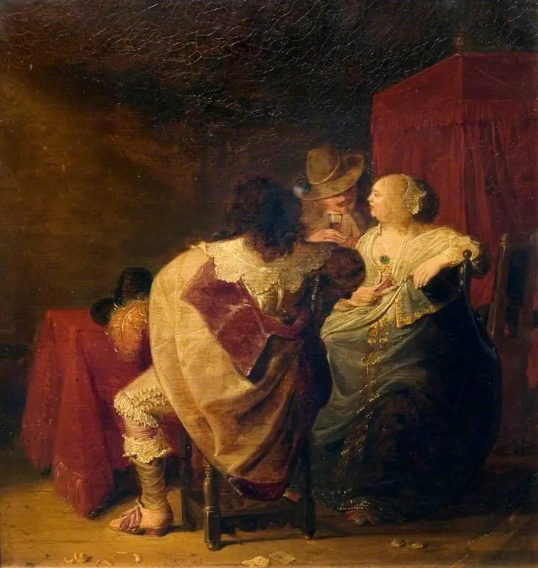 A Lady and Two Gentlemen at a Table