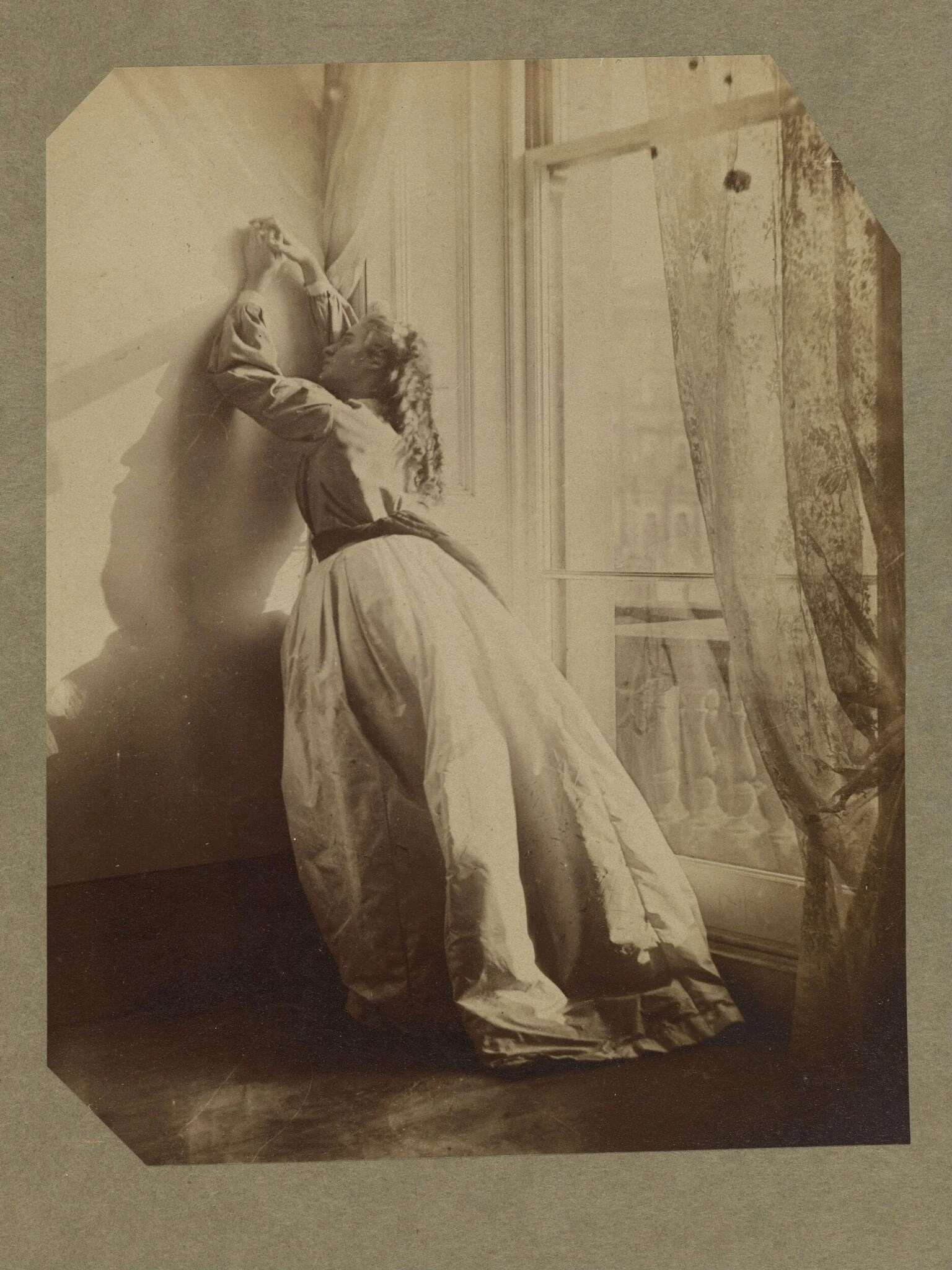 Clementina Maude, arms raised, 5 Princes Gardens, by Clementina Hawarden, photographic, 1862