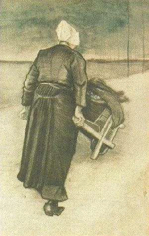 Scheveningen Woman with Wheelbarrow, by Vincent van Gogh, unspecified, 1883