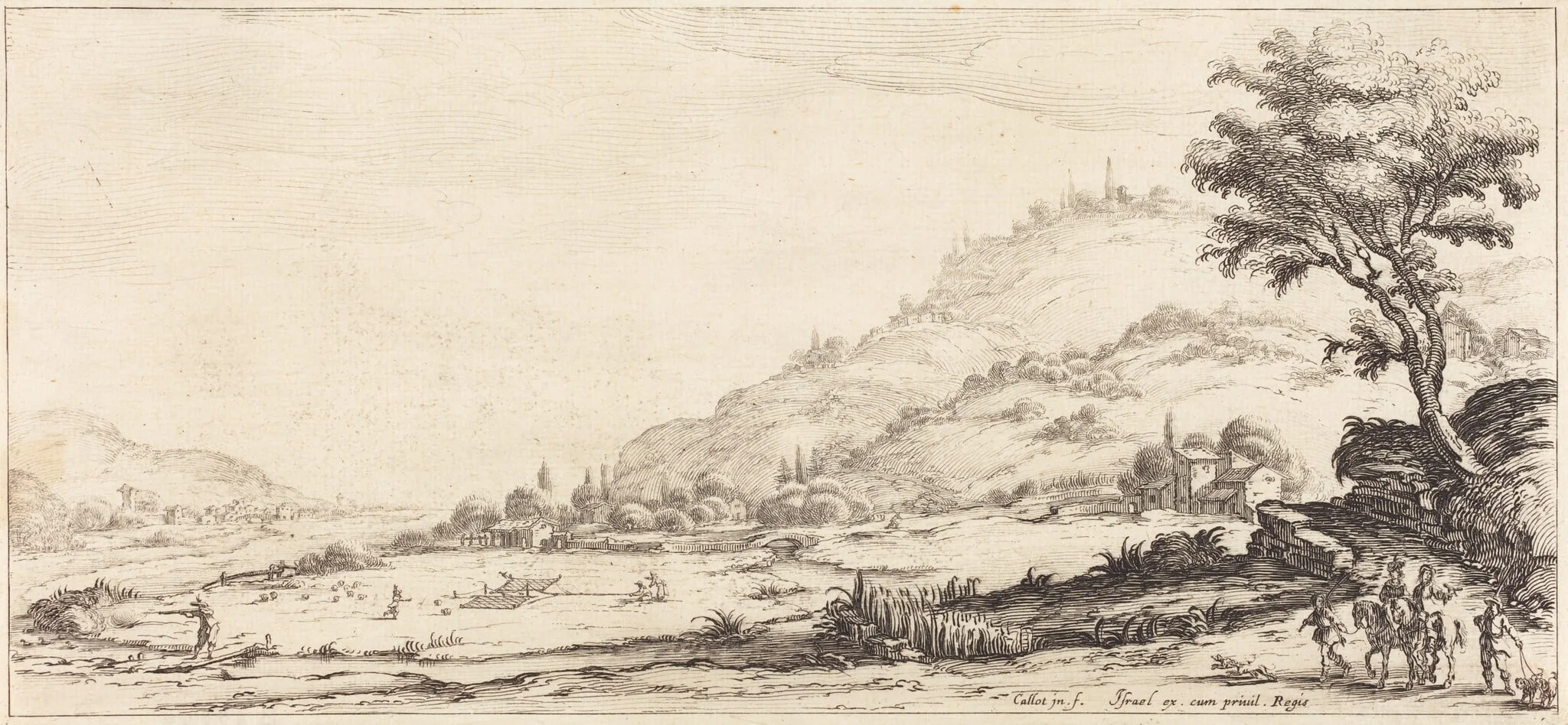 Hunting Birds, by Jacques Callot, ink, 1630