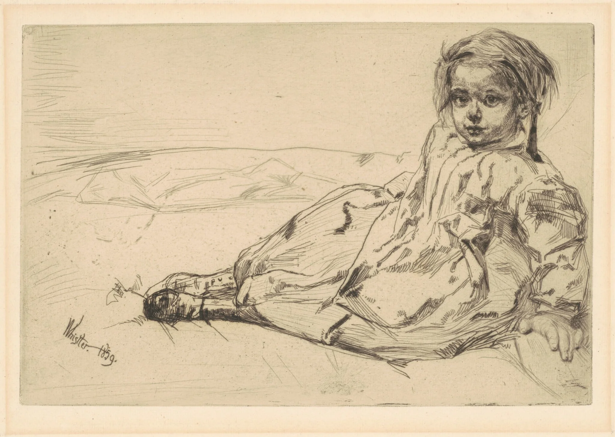 Bibi Valentin, by James McNeill Whistler, ink, 1859