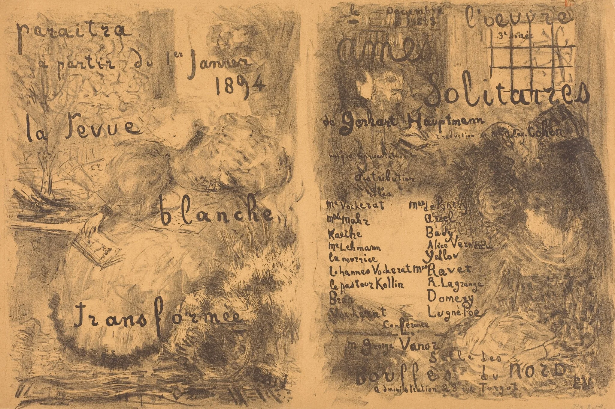 Ames solitaires, by Édouard Vuillard, ink, 1893