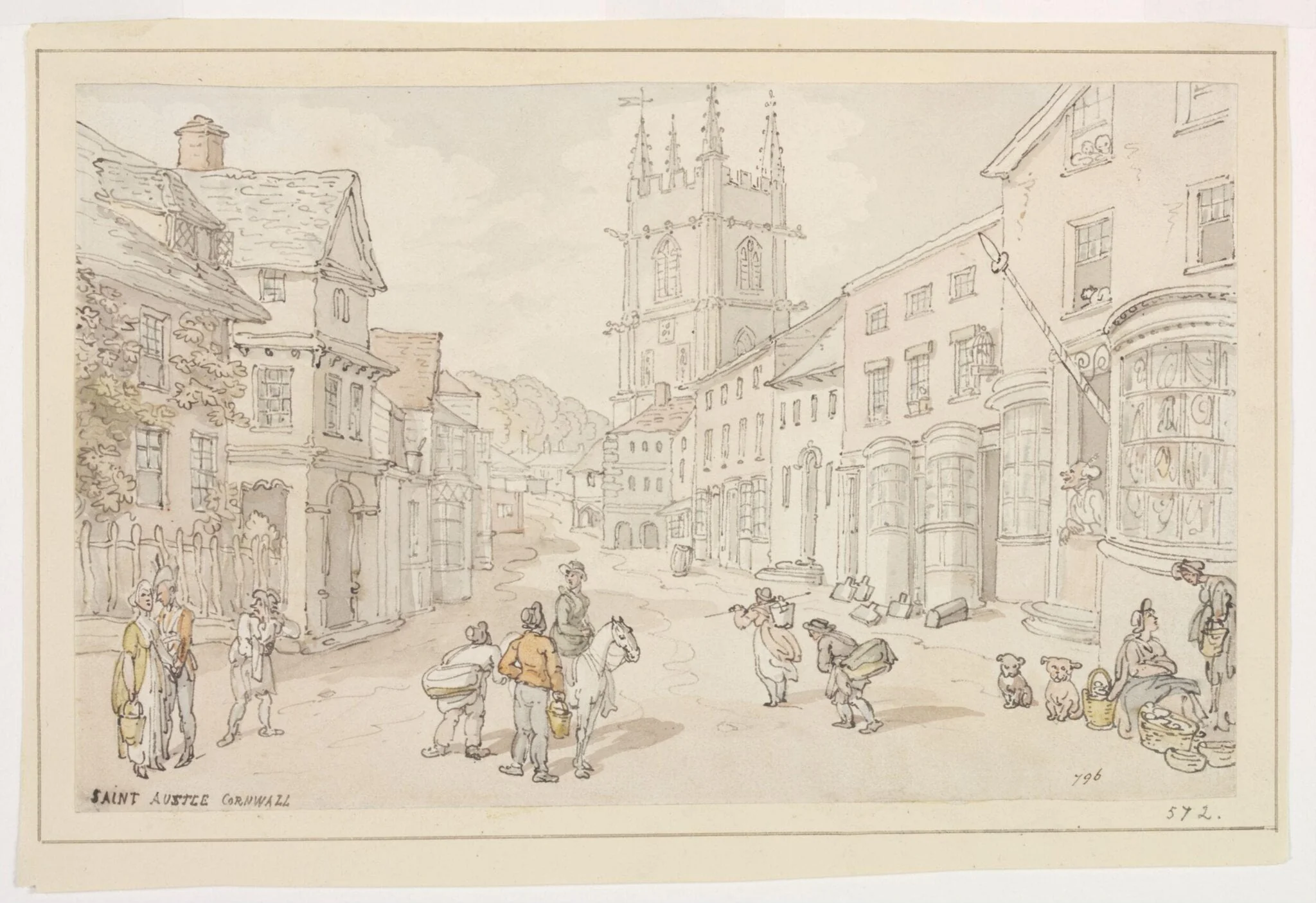 St Austell, by Thomas Rowlandson, watercolor, 1850