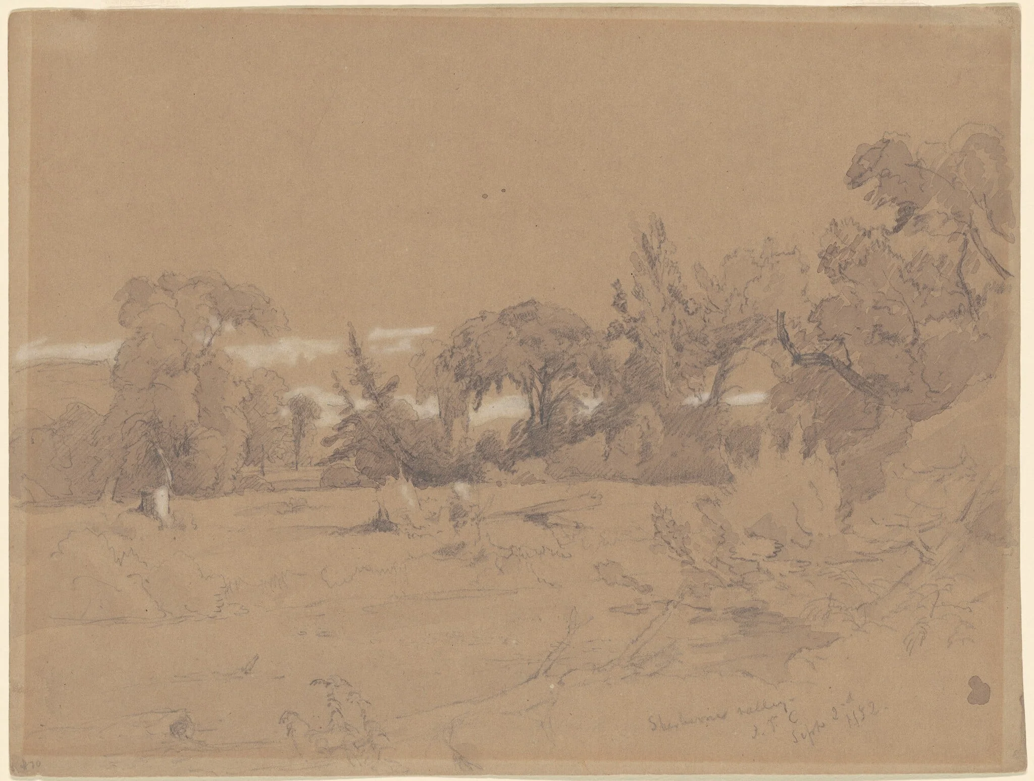 Sherberne Valley, by Jasper Francis Cropsey, gouache, 1852
