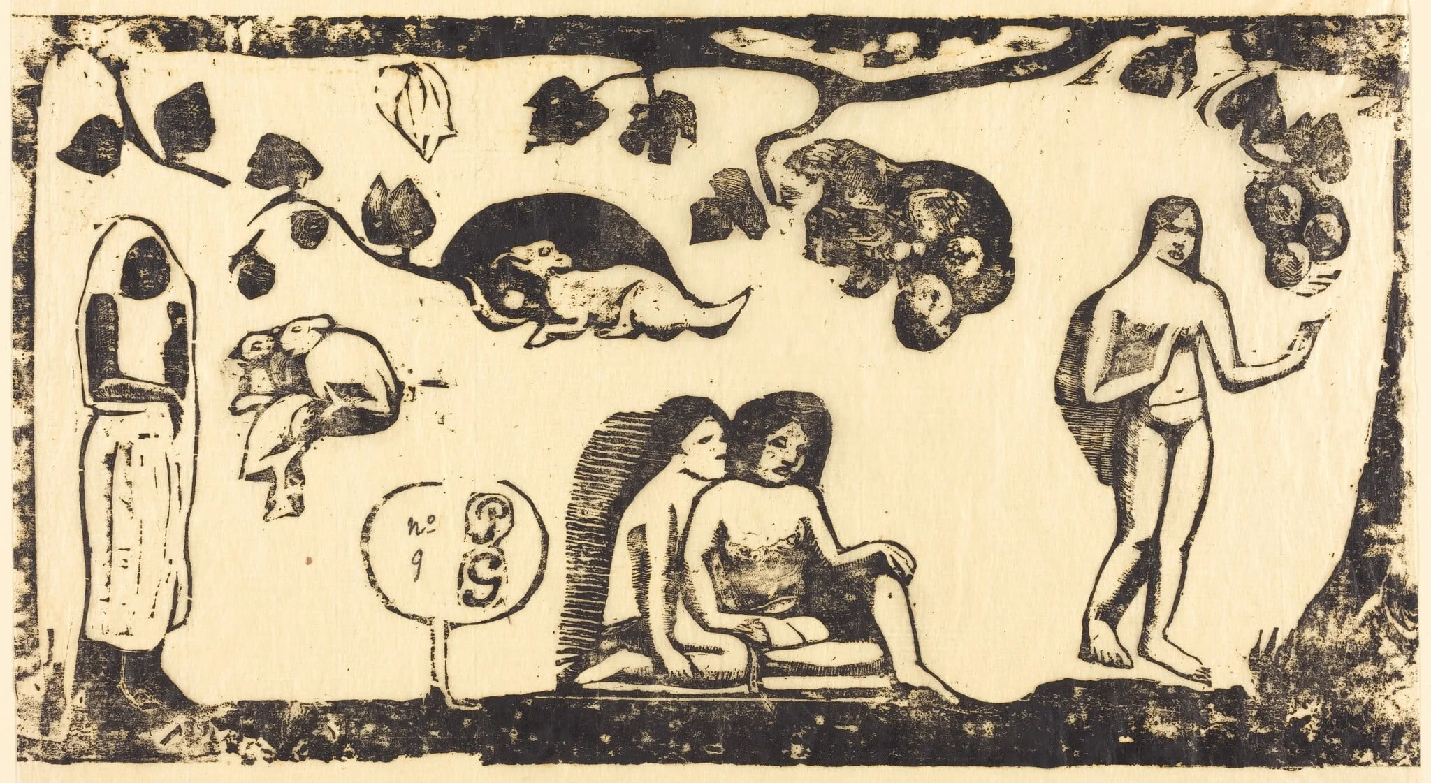 Women, Animals and Foliage (Femmes, animaux et feuillages), by Paul Gauguin, ink, 1895