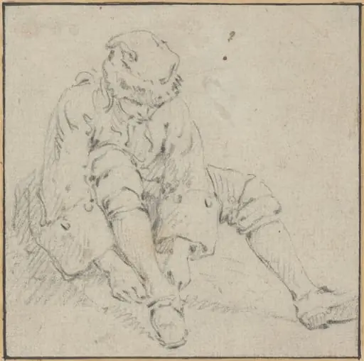 Man Pulling on His Shoe