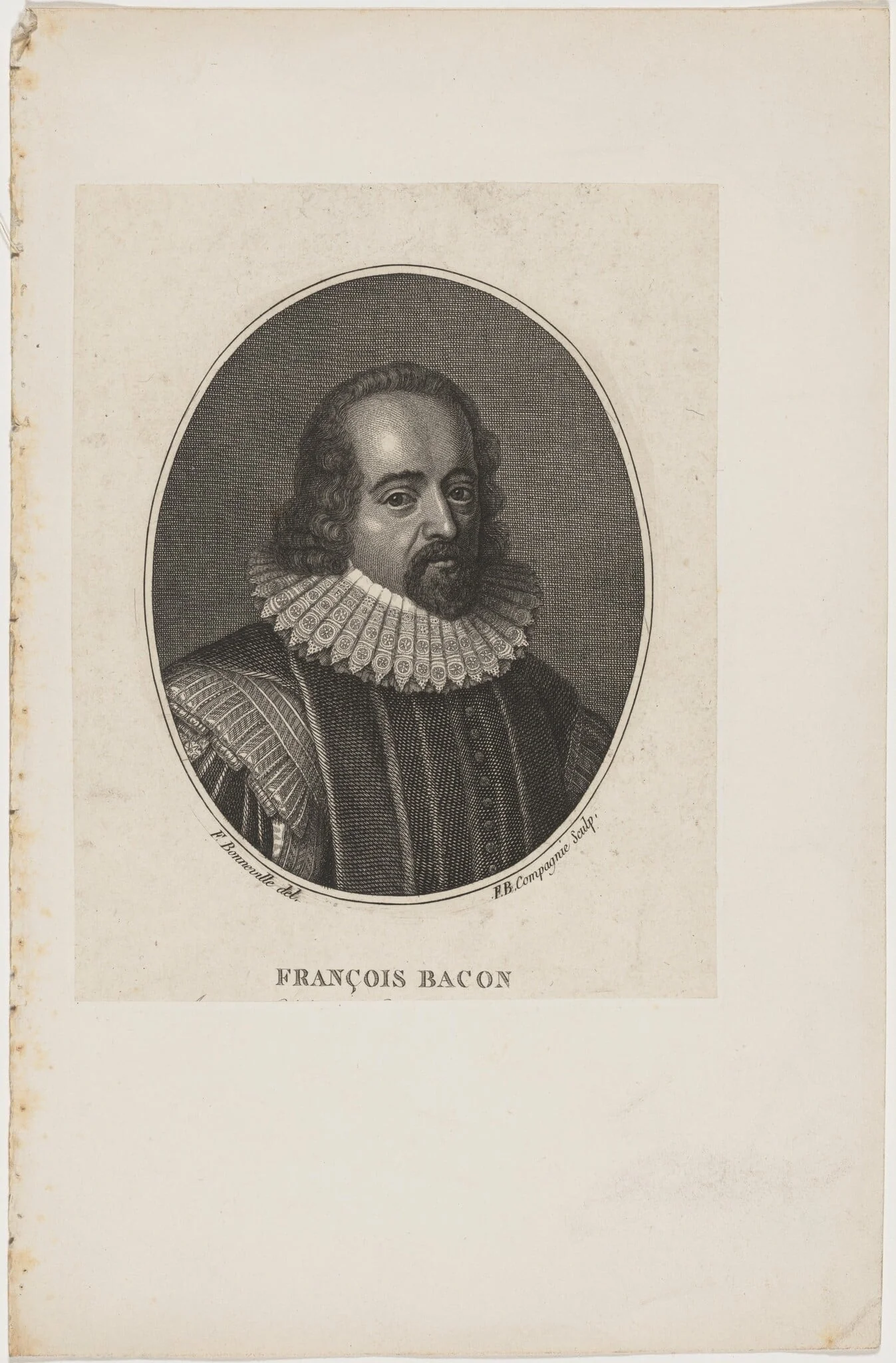 Francois Bacon, by Jean Baptiste Compagnie, ink, 1750