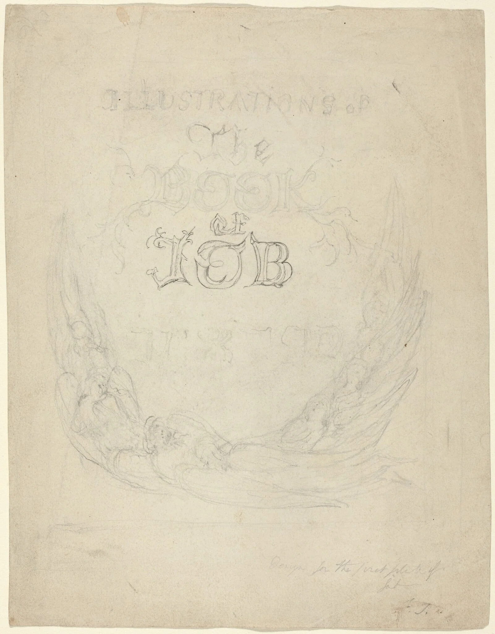 Sketch for the Title-Page of the Engraved Illustrations to the Book of Job, by William Blake, graphite, 1824