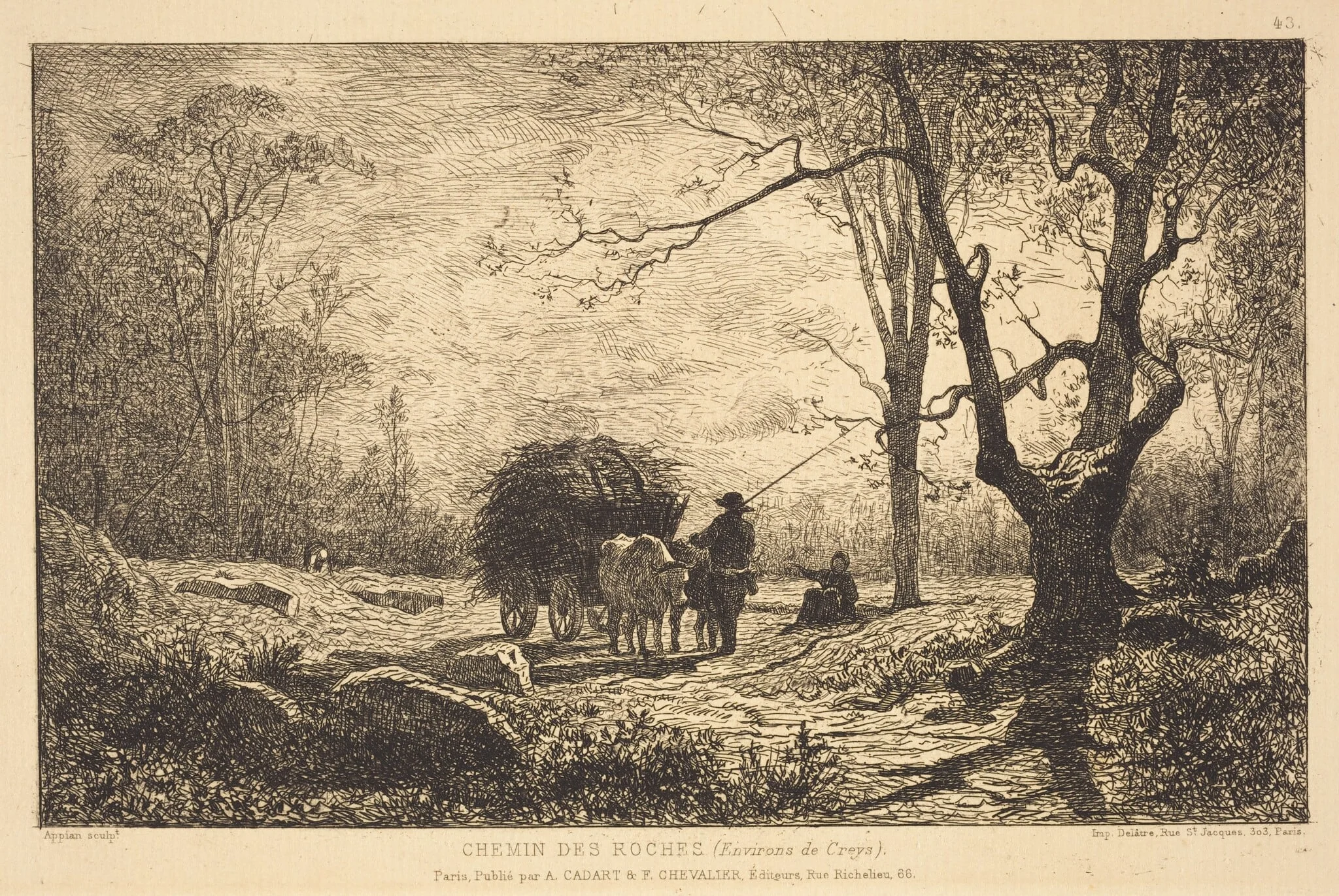 Chemin des Roches, by Adolphe Appian, ink, 1858