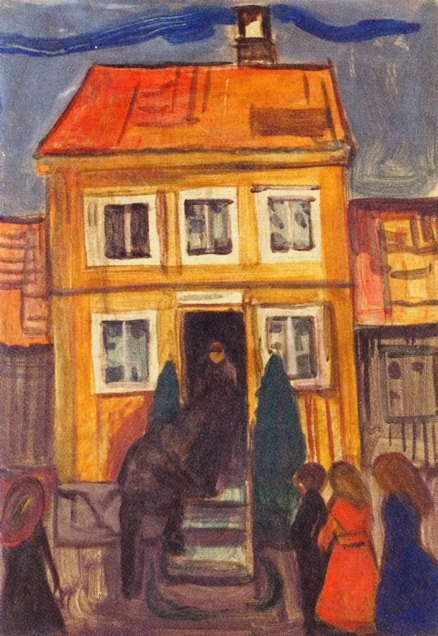 The Coffin is Carried Out, by Edvard Munch, oil, 1900