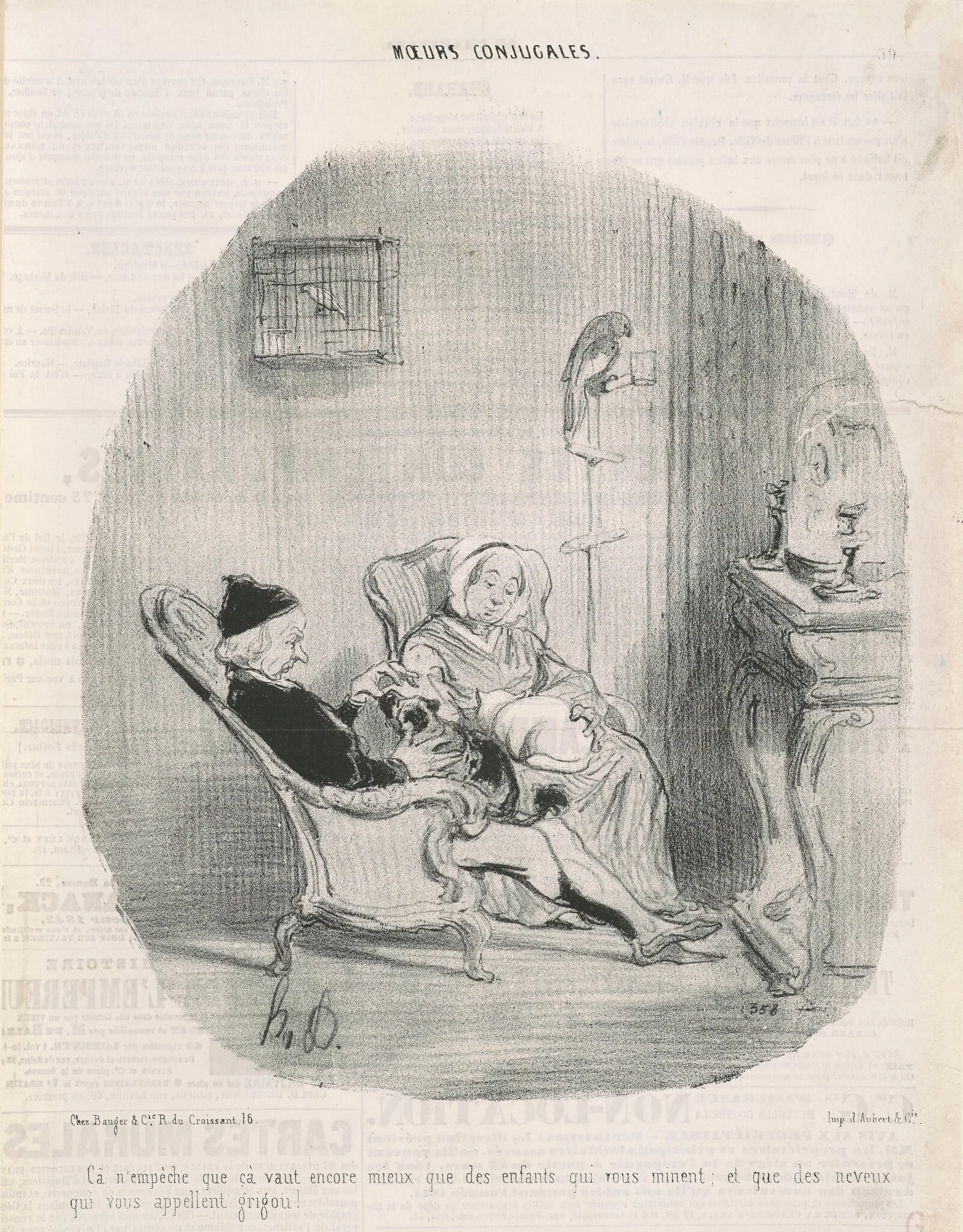 Ça n'empêche que ça vaut encore mieux...., by Honoré Daumier, ink, 1842