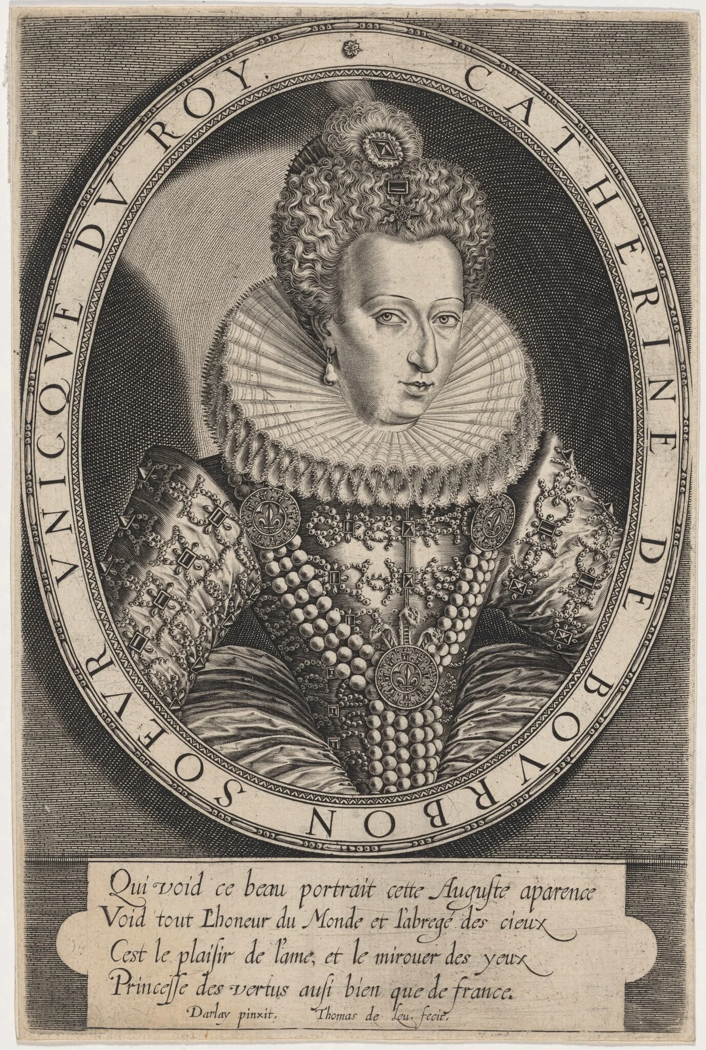 Catherine de Bourbon, by Thomas de Leu, ink, 1590