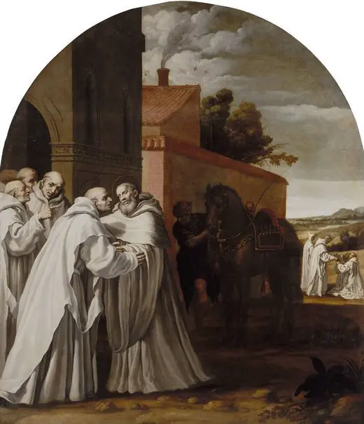 Saint Bernard of Clarivaux visits Guigo I at the Charterhouse