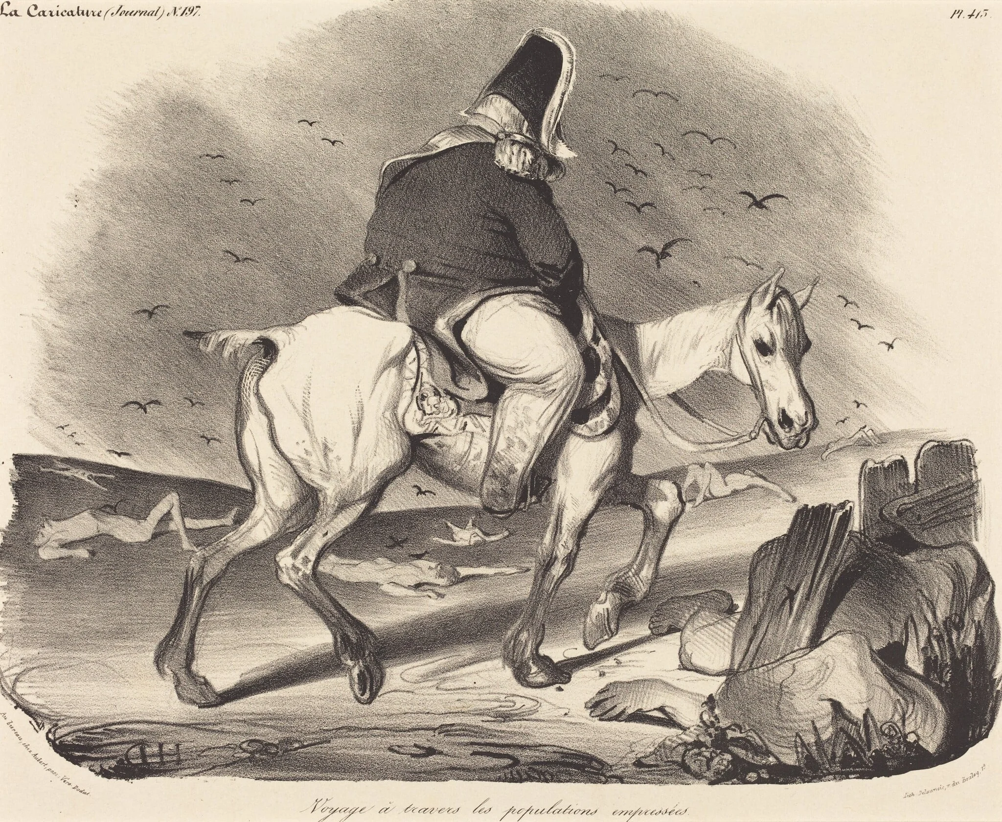 Voyage a travers les populations empressées, by Honoré Daumier, ink, 1834