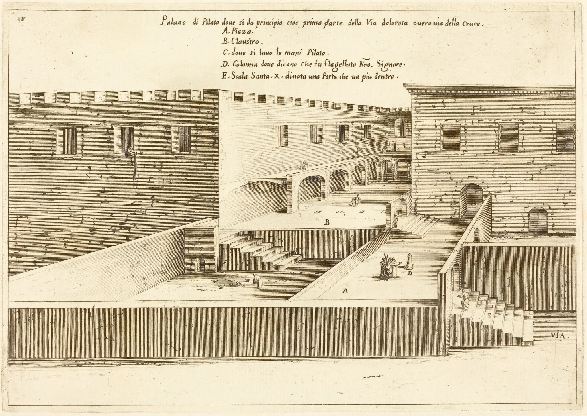 House of Pilate, by Jacques Callot, ink, 1619