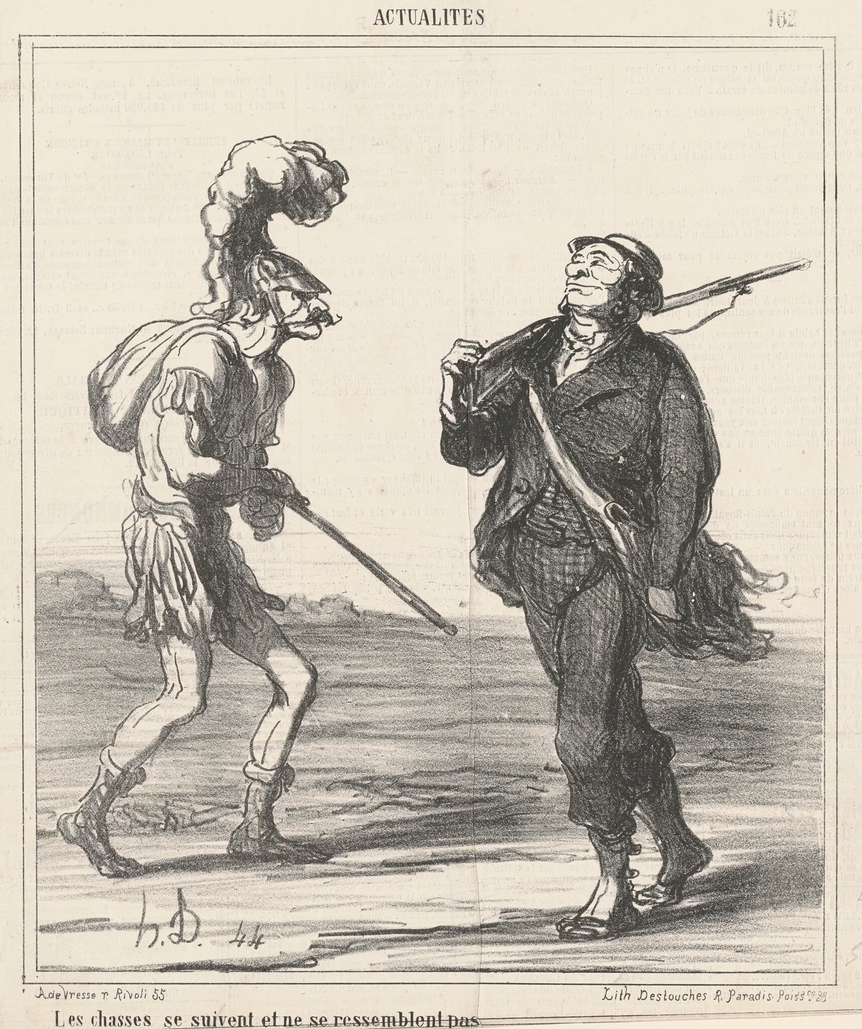 Les chasses ... ne se ressemblent pas, by Honoré Daumier, ink, 1866