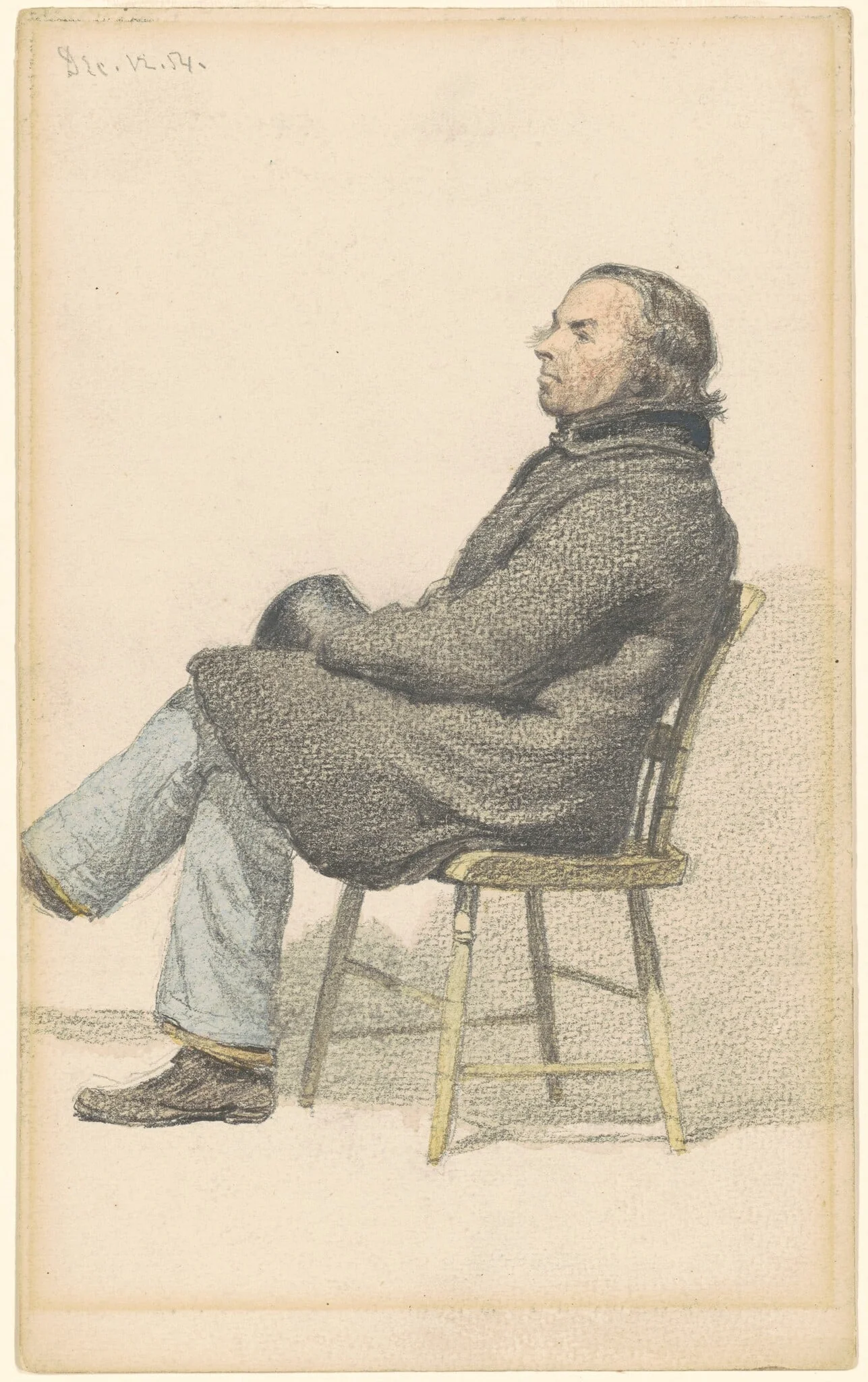 Man Seated in Hitchcock Chair, by Sanford Robinson Gifford, graphite, 1854