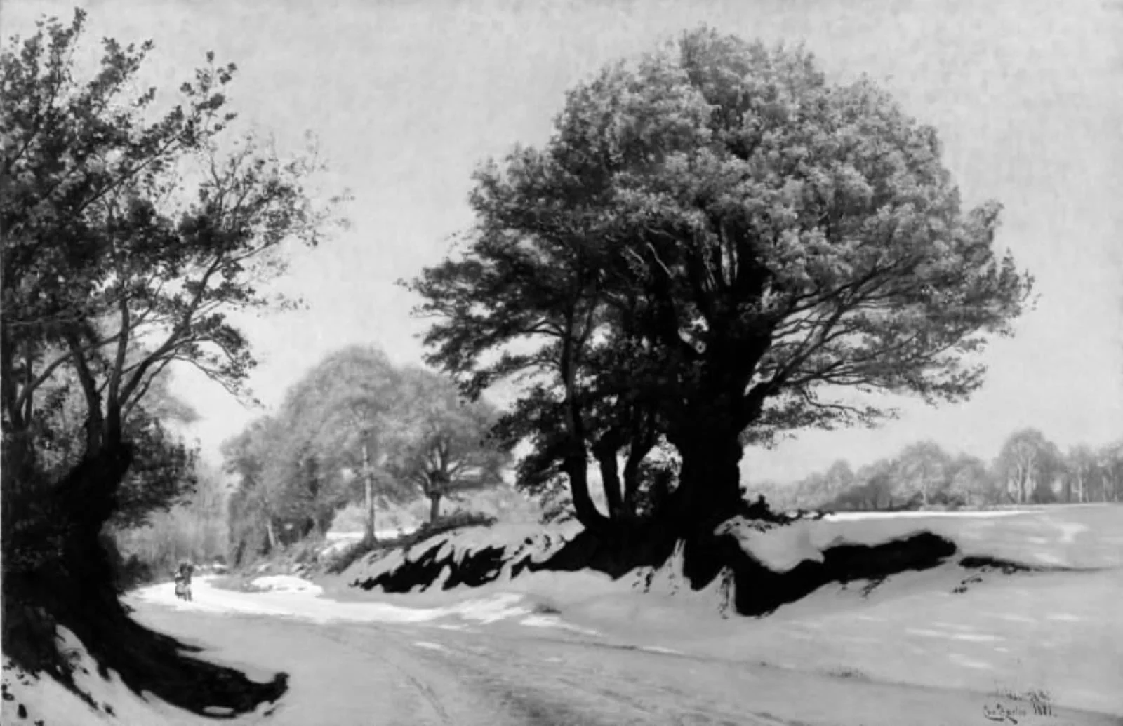 Vinterbillede fra Bretagne. Den første sne, by Unknown, 1881