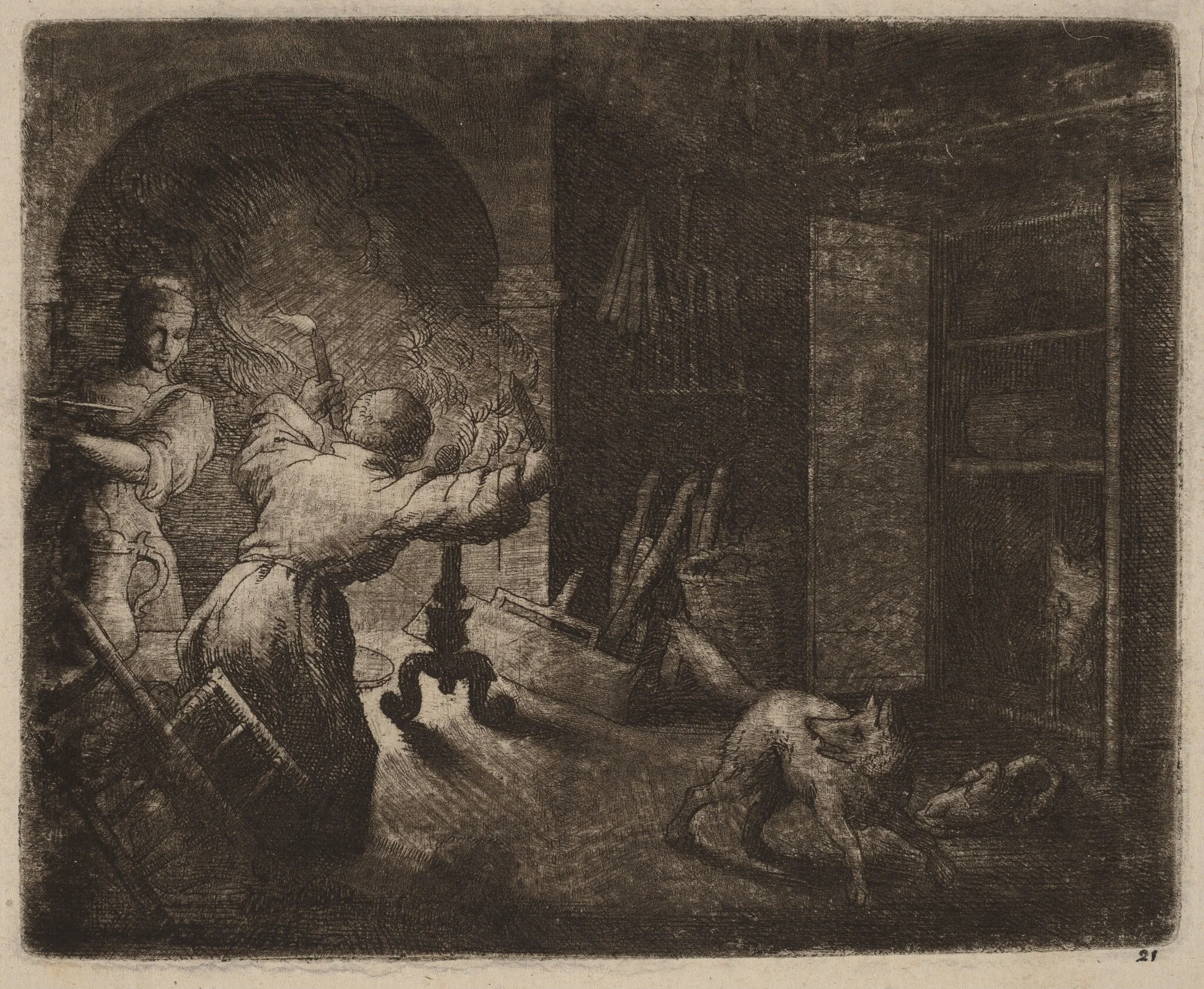 Reynard Steals a Capon from the Pastor, by Allart van Everdingen, ink, 1650