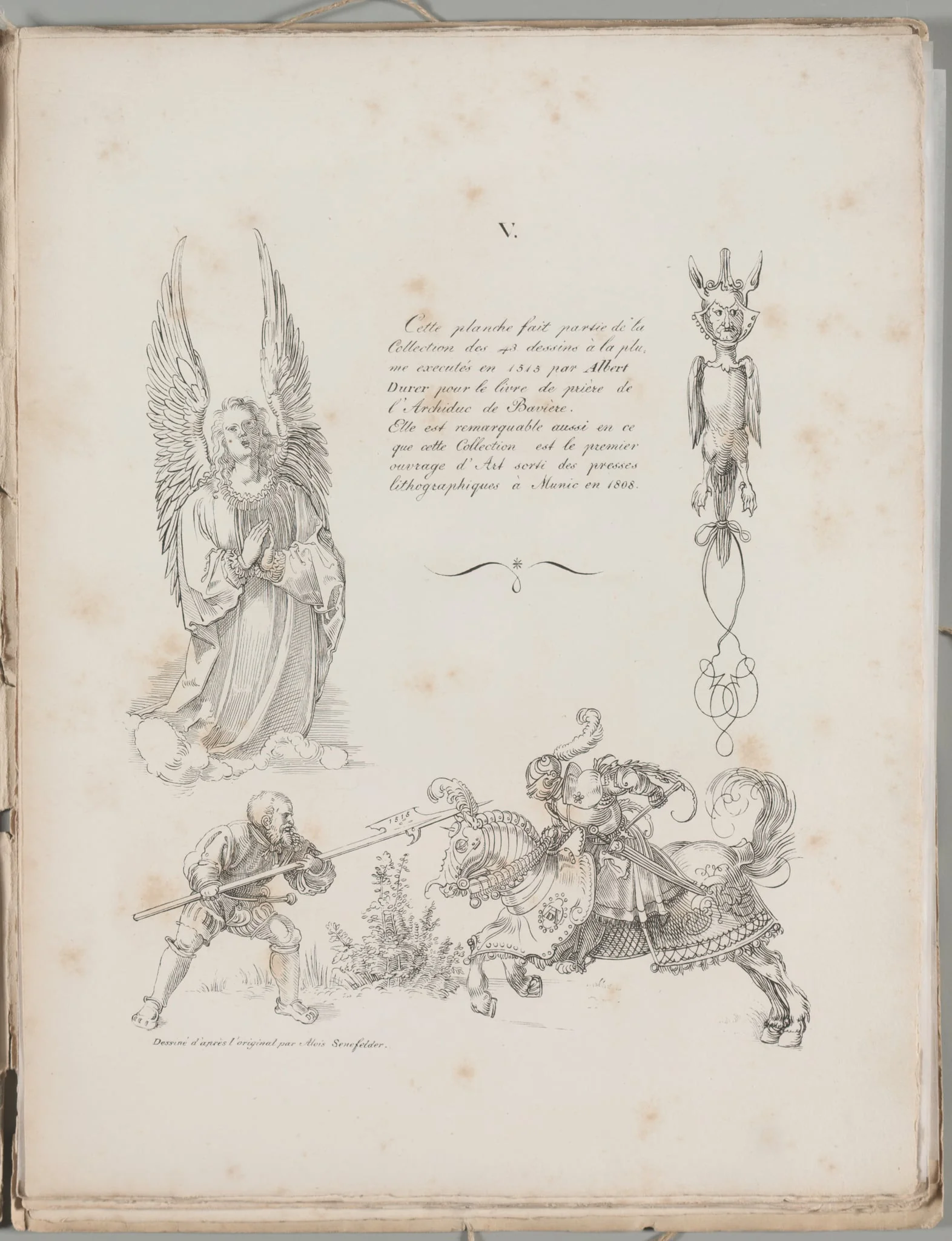 Art of the Lithograph: Three Designs from Dürer’s Prayer Book, Plate V, by Alois Senefelder, 1819