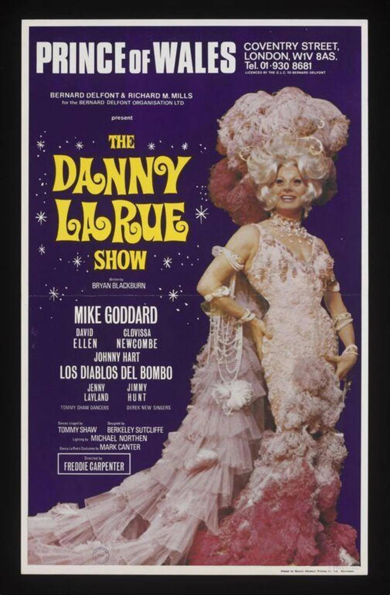 The Danny La Rue Show poster, by Electric Modern Printing Co. Ltd, 1973