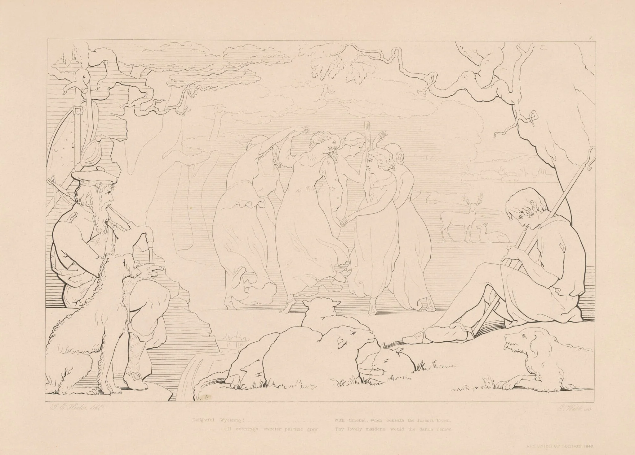 Delightful Wyoming!, by Edward Webb, ink, 1846