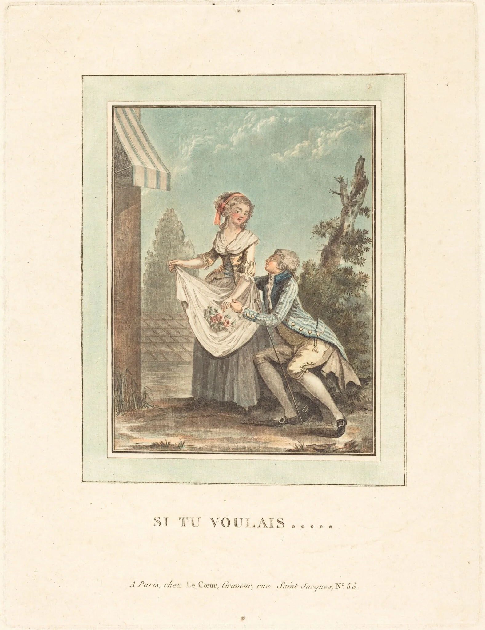 Si tu voulais, by Louis Le Coeur, ink, 1780
