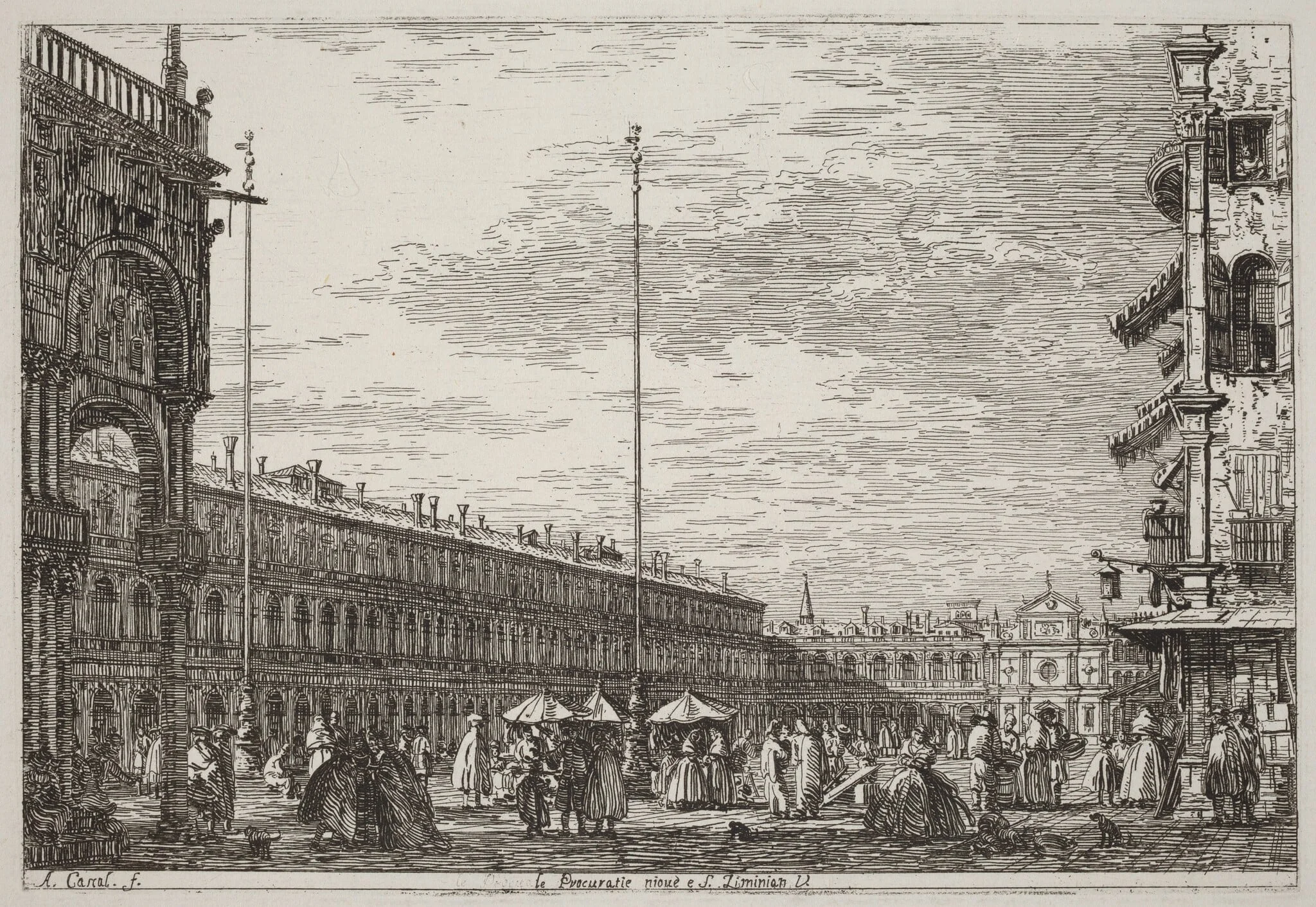 Le Procuratie niove e S. Ziminian V. [upper right], by Canaletto, ink, 1740
