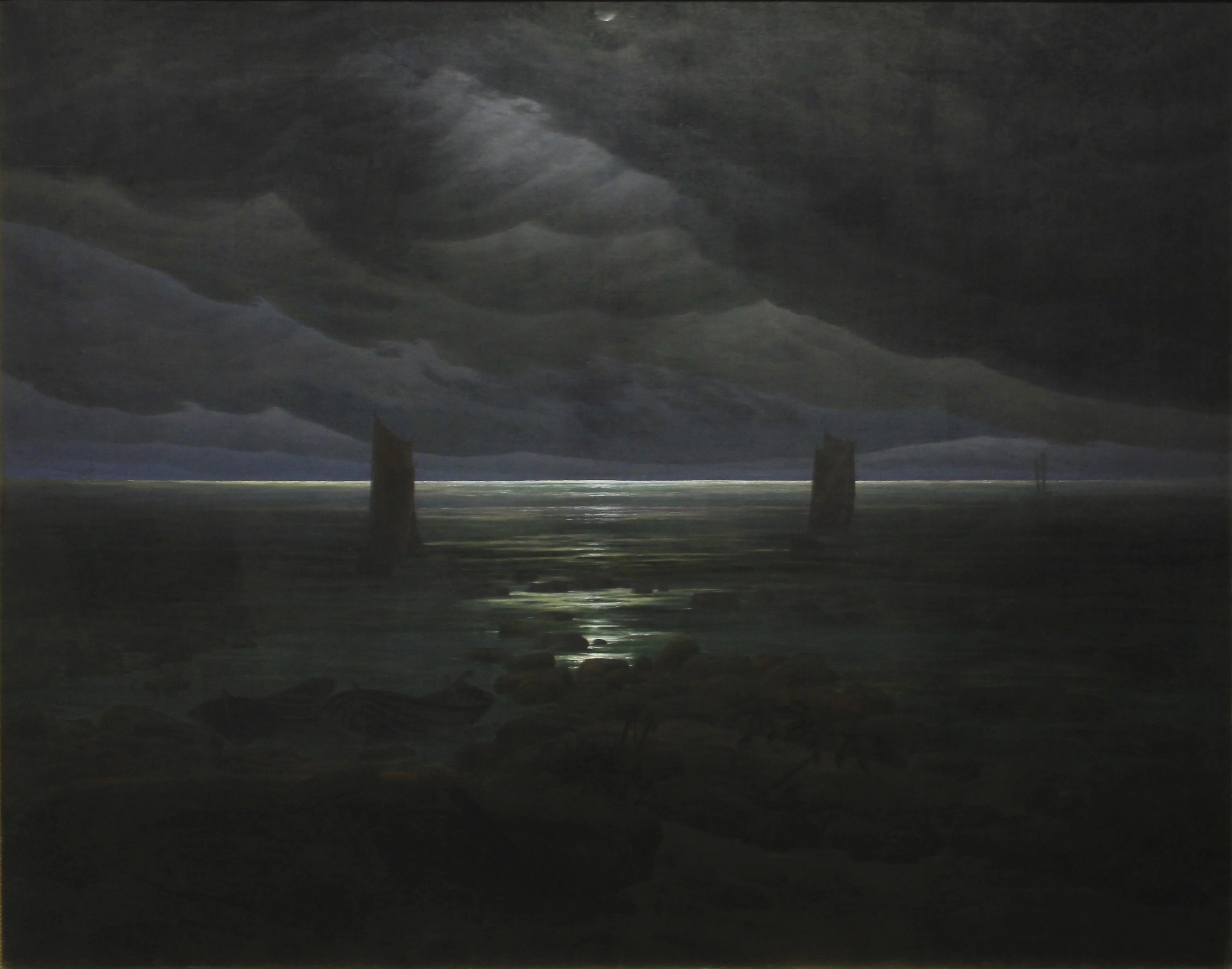 Sea Shore in Moonlight, by Caspar David Friedrich, oil, 1835