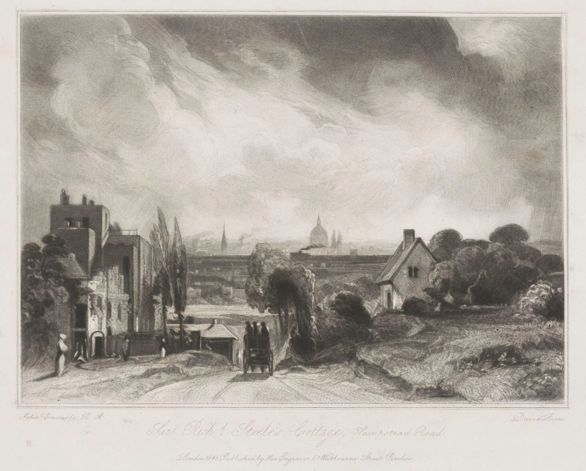 Sir Richd. Steele's Cottage. Hampstead Road, by John Constable, 1850