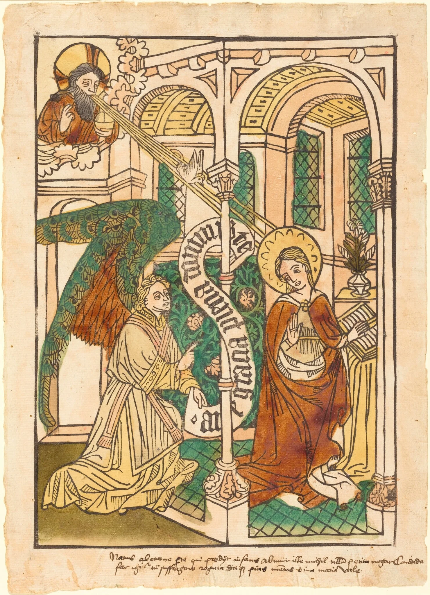 The Annunciation, by German 15th Century, ink, 1460