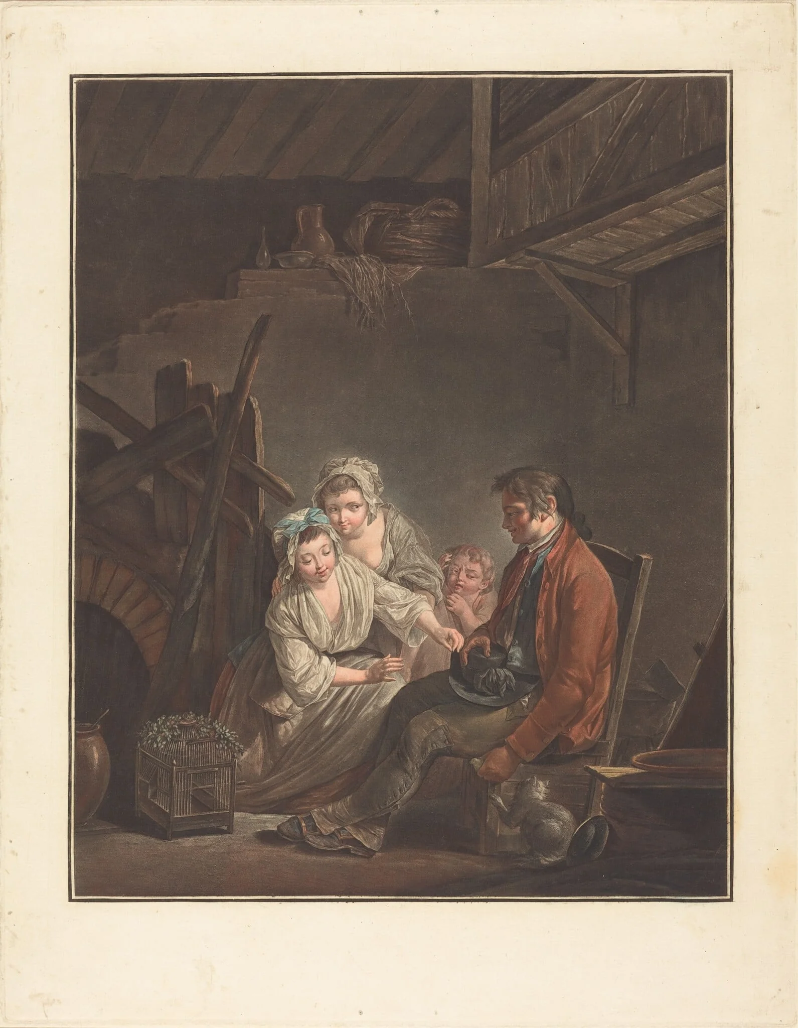 L'Oiseau privé, by Jean-François Janinet, ink, 1783