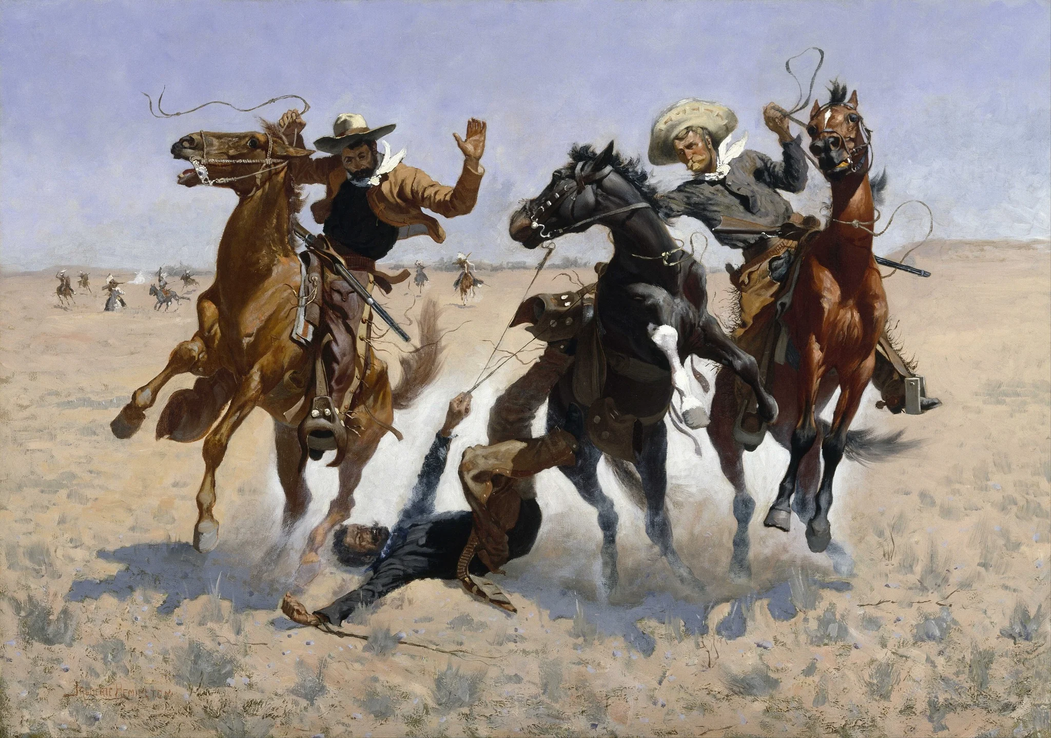 Aiding a Comrade, by Frederic Remington, oil, 1896