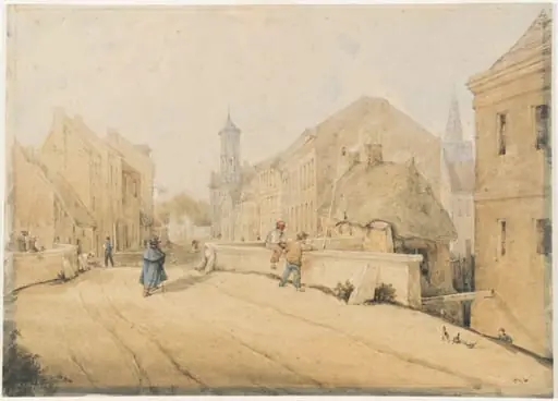 Street, with Bridge and Figures