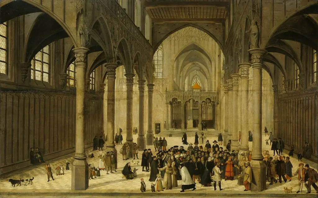 Church Interior with Christ Preaching to a Crowd