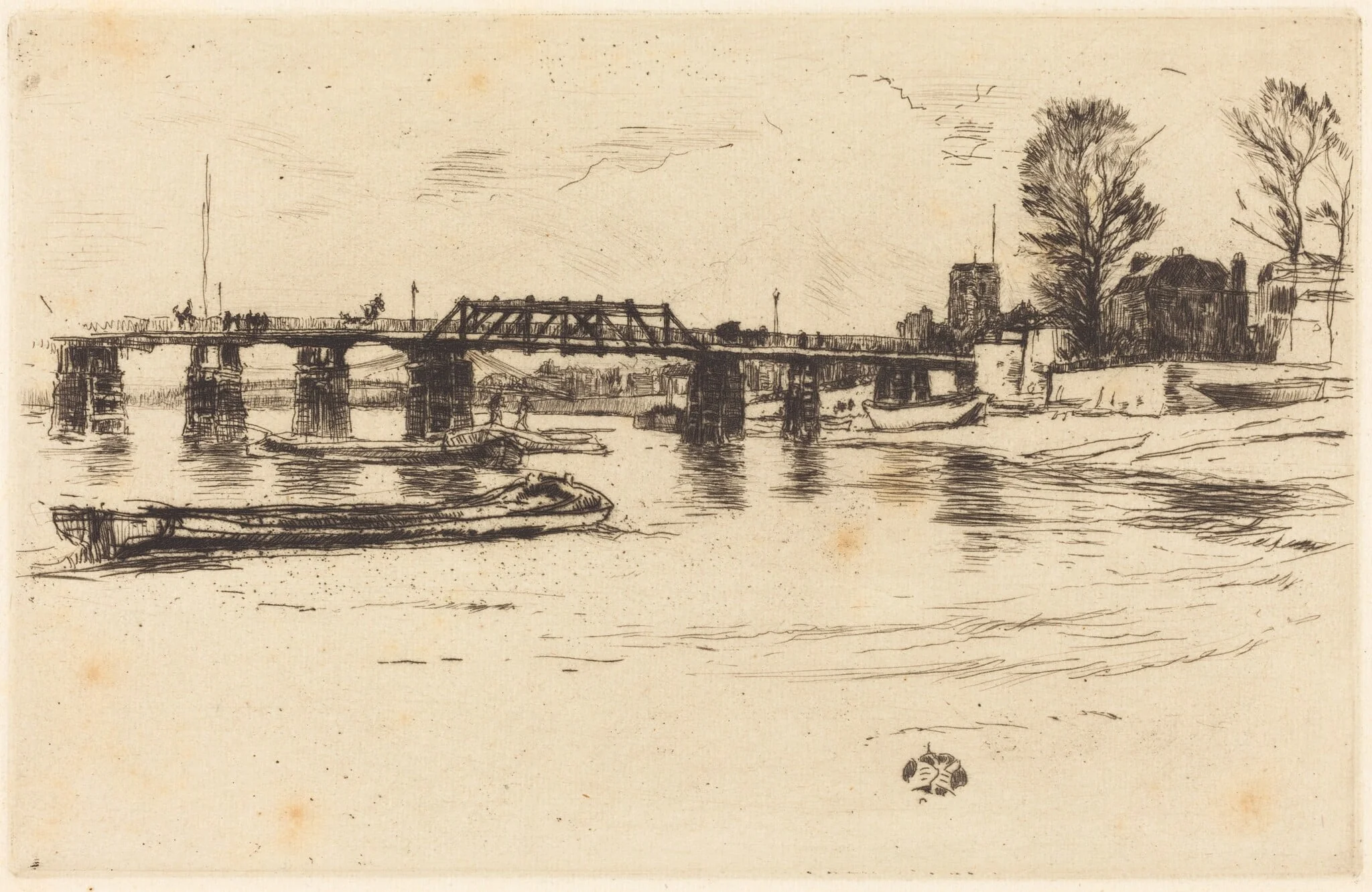 Fulham, by James McNeill Whistler, ink, 1878