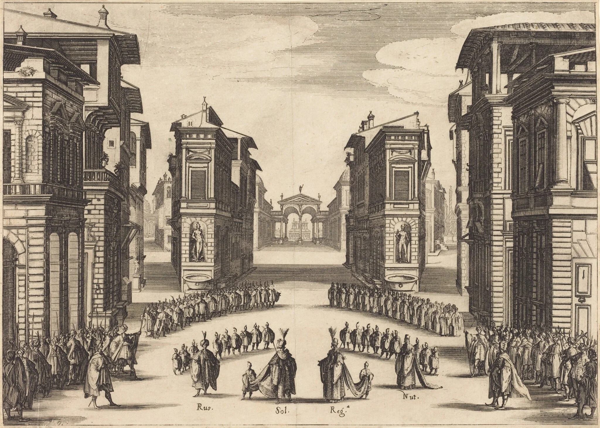 Il Solimano, Act II, by Jacques Callot, ink, 1620
