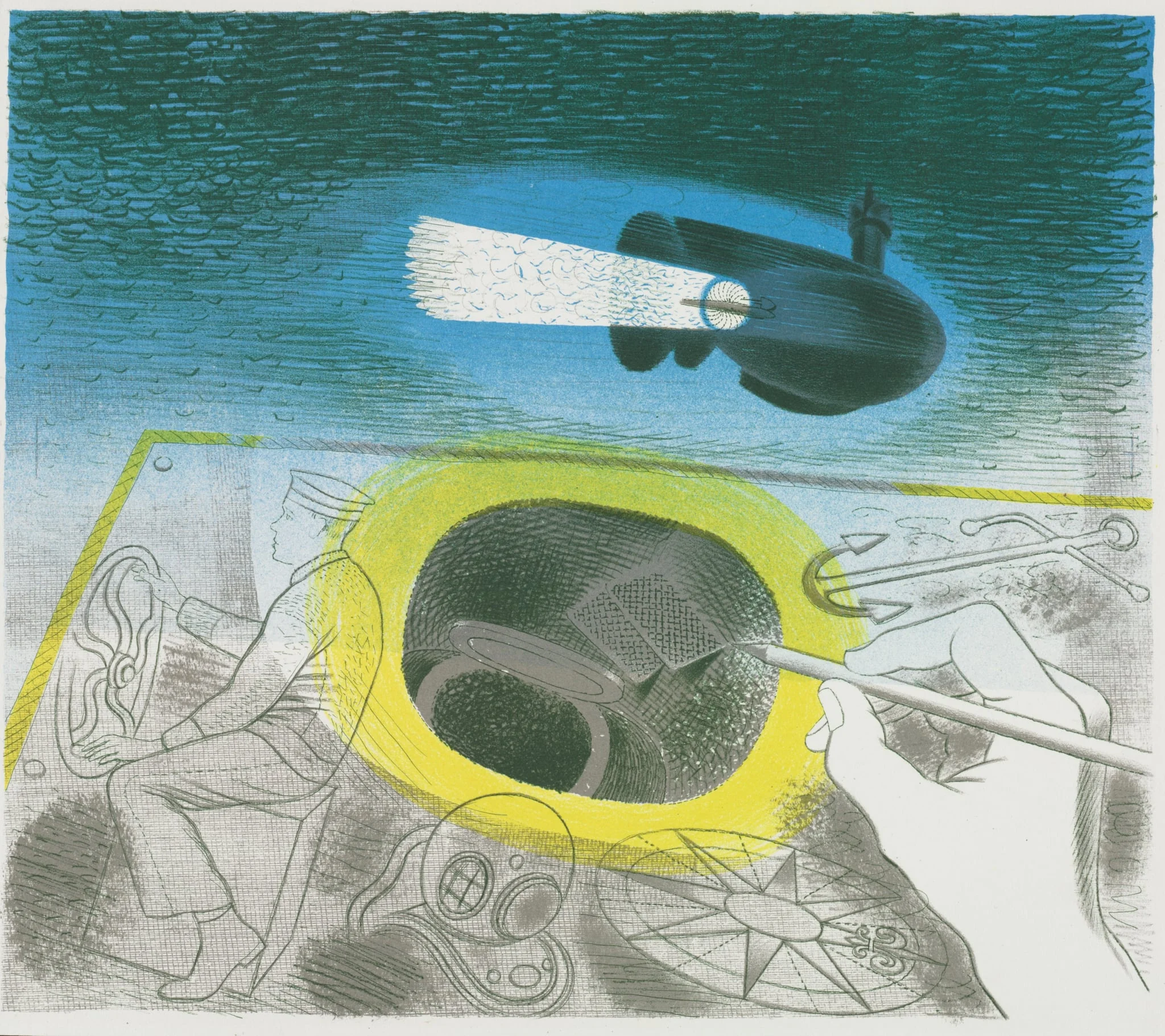 Submarine Series: Introductory Lithograph, by Eric Ravilious, 1941