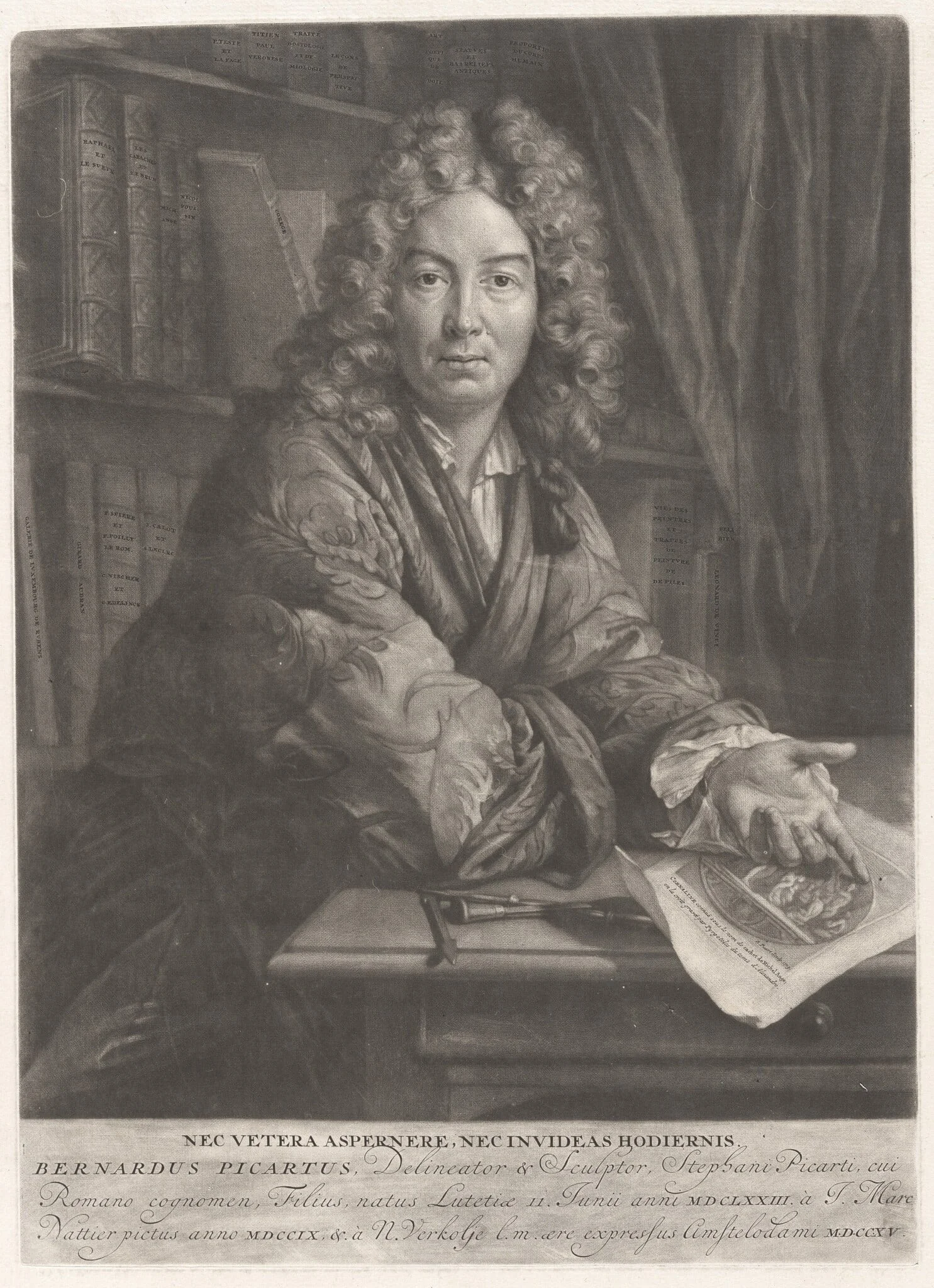 Bernard Picart, by Nicolaas Verkolje, ink, 1715