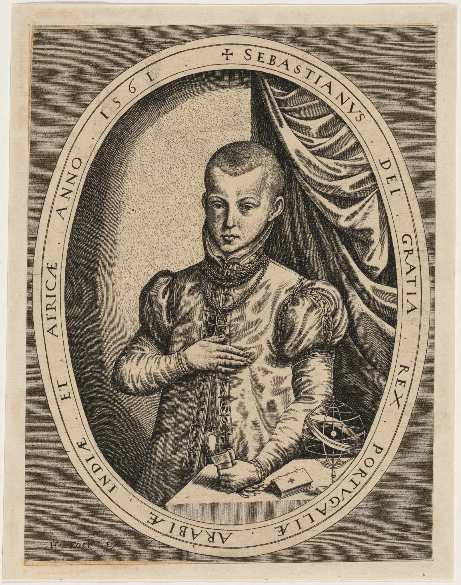 Sebastian, King of Portugal, by Hieronymus Cock, ink, 1540