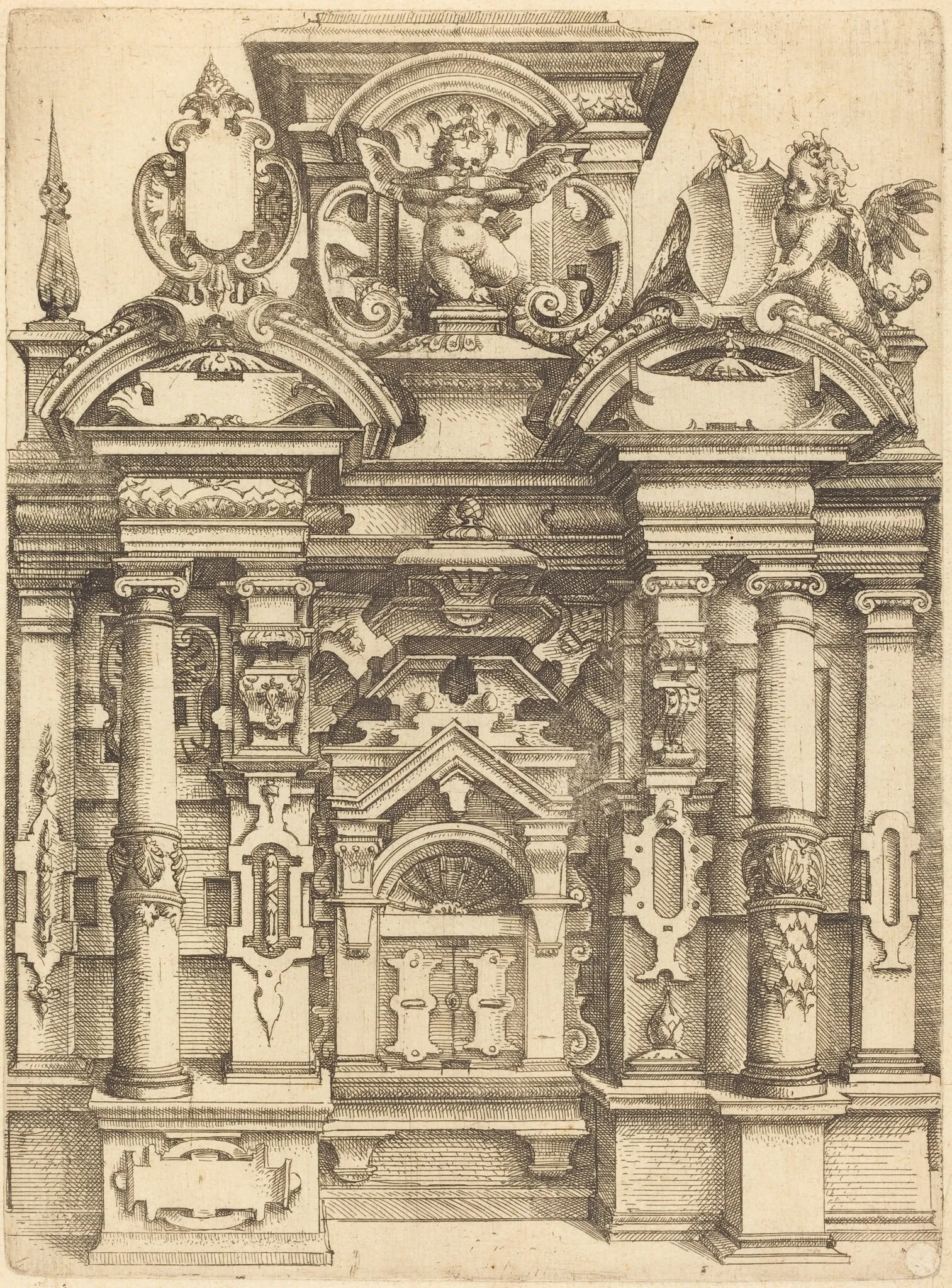Triumphal Doorway, by Wendel Dietterlin, ink, 1574