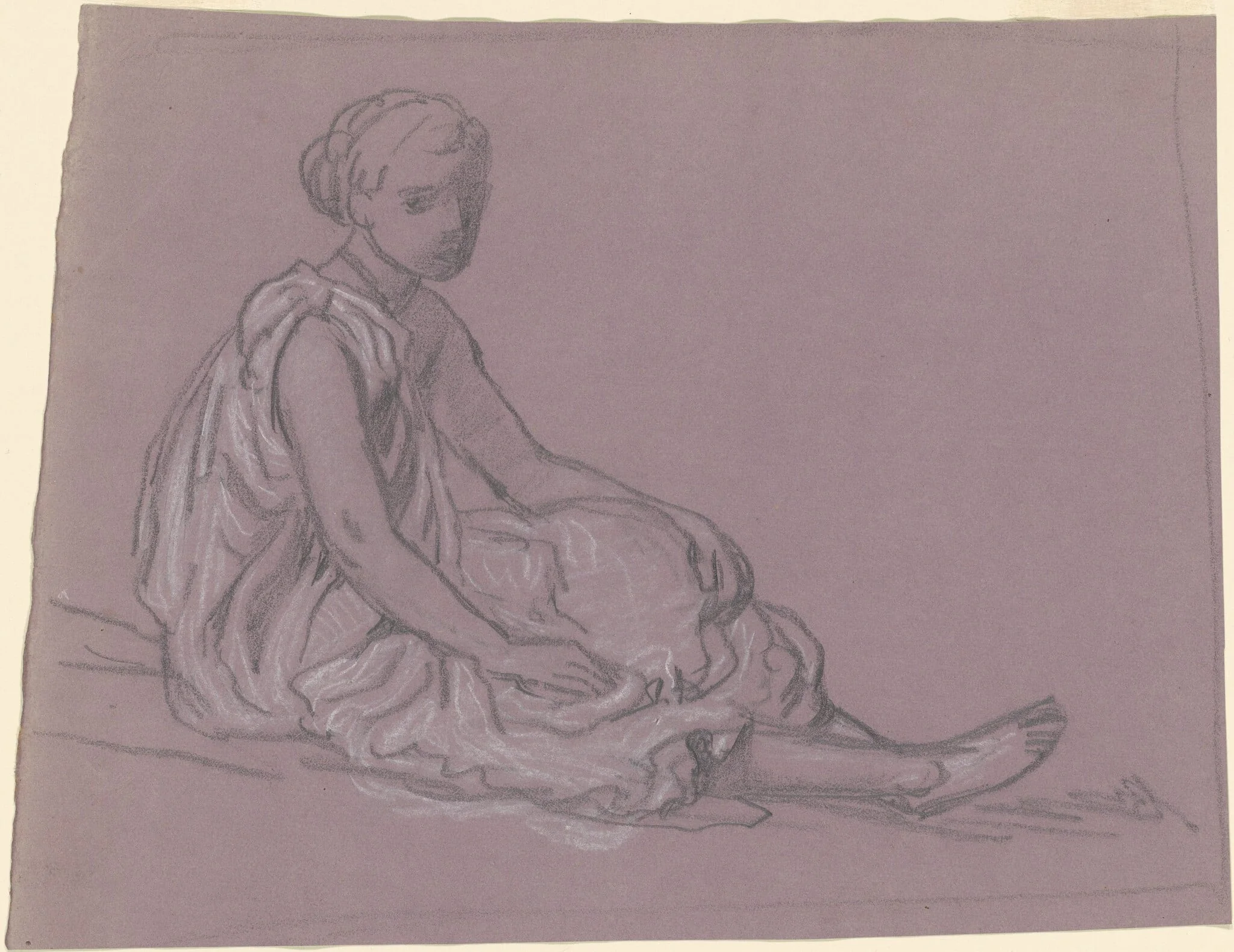 Study for "Greek Girls Bathing", by Elihu Vedder, graphite, 1872