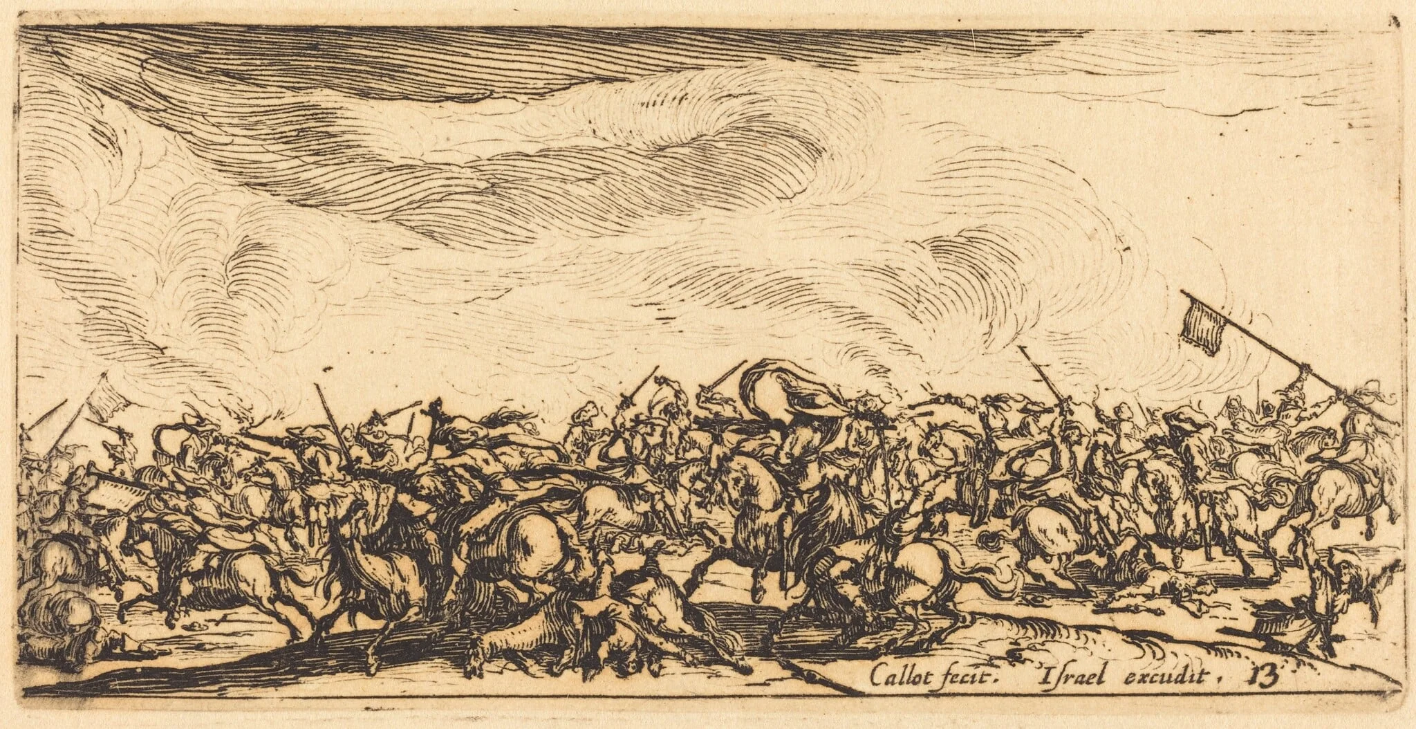 The Cavalry Combat with Swords, by Jacques Callot, ink, 1633