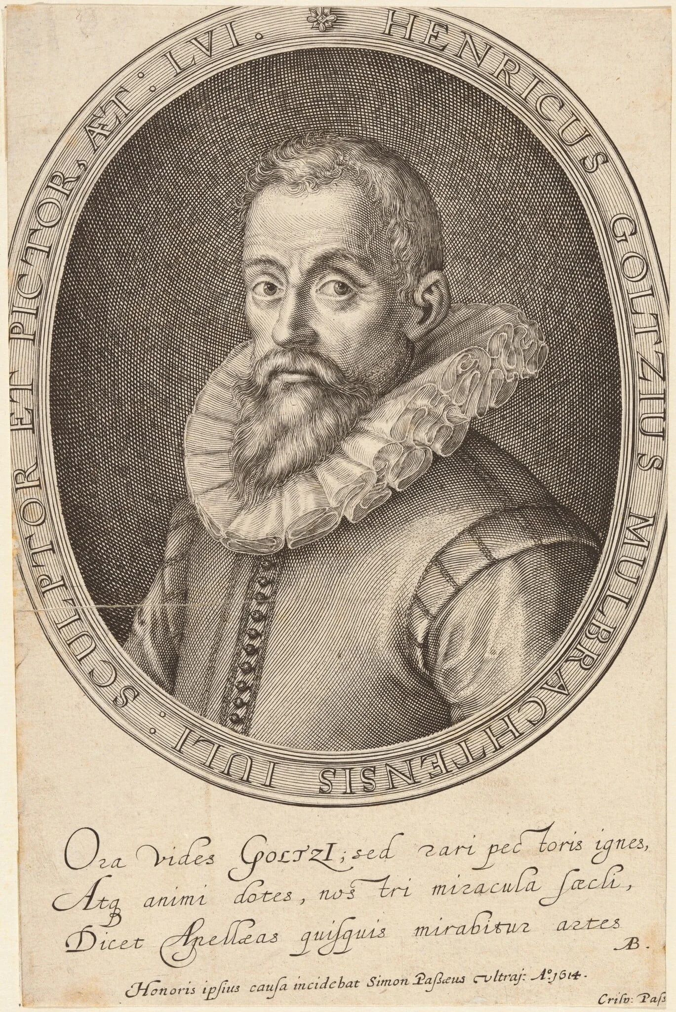 Hendrik Goltzius, by Simon van de Passe, ink, 1614